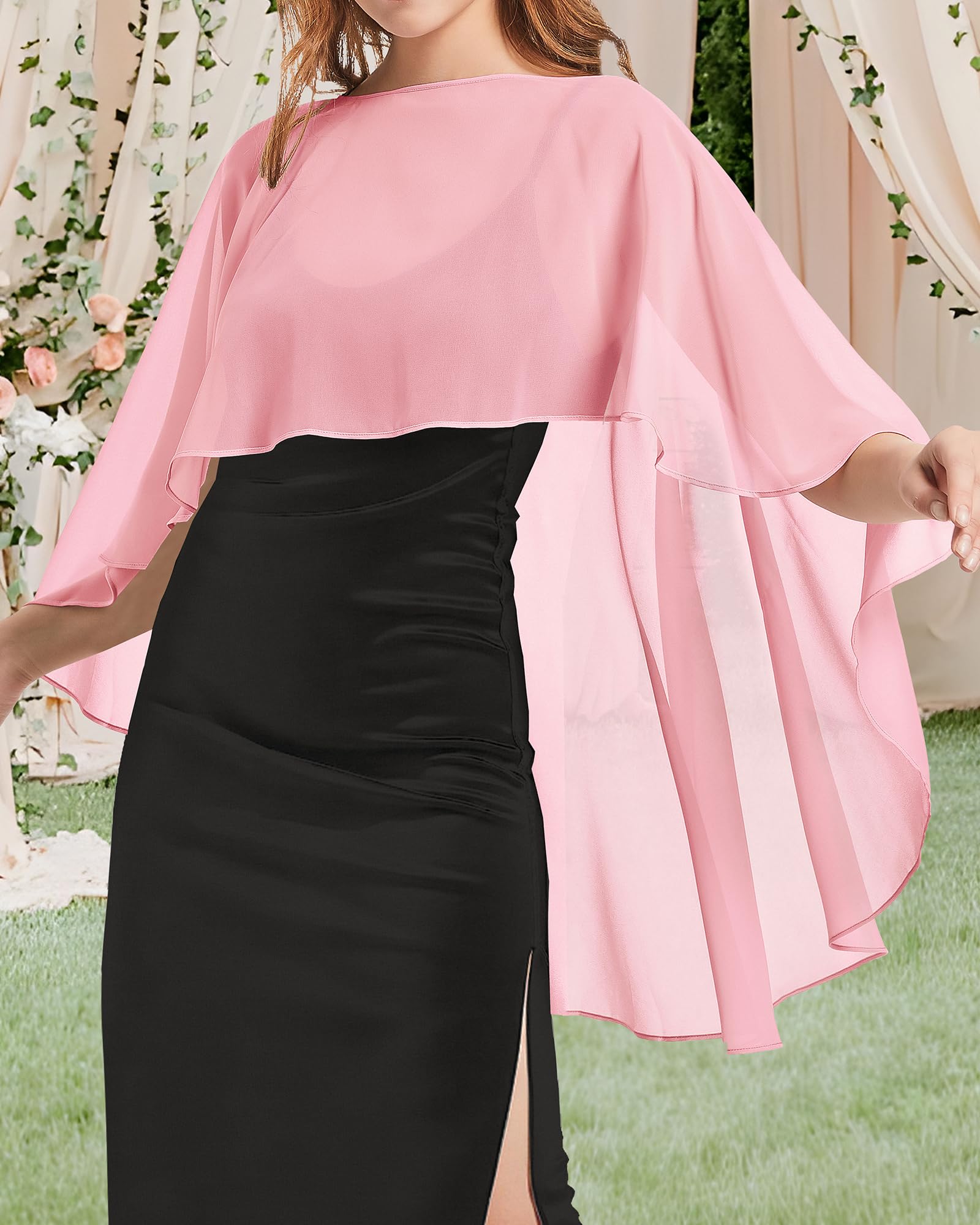 Womens Capelets Shawls and Wraps for Evening Dress Chiffon Capes Wedding Cover Up