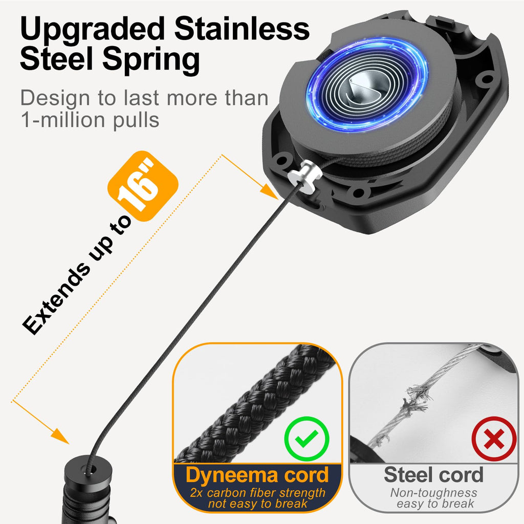 Oaridey Retractable Badge Holder with Belt Clip, Heavy Duty Retractable Keychain with Tactical ID Card Holder (Holds 6 Cards) - 31.5” Retractable Badge Reel Key Chain