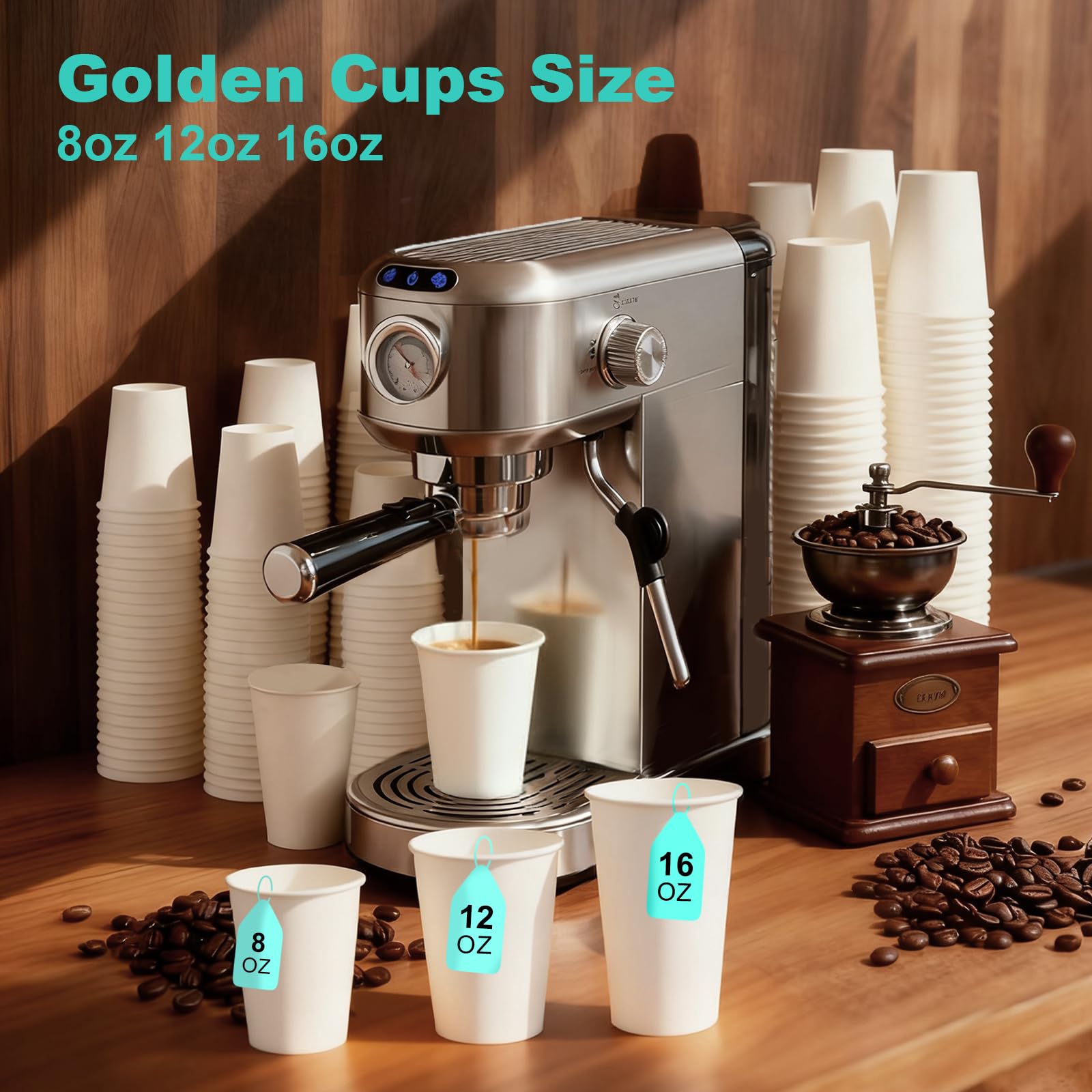 16 oz 100 Pack Corrugated Ripple Wall Disposable Coffee Cups with Lids and Straws, Heavy Duty Insulated Cups for Hot Beverage or Cold Drinks, Bulk for Restaurants, Offices, Coffee Shops(Black)
