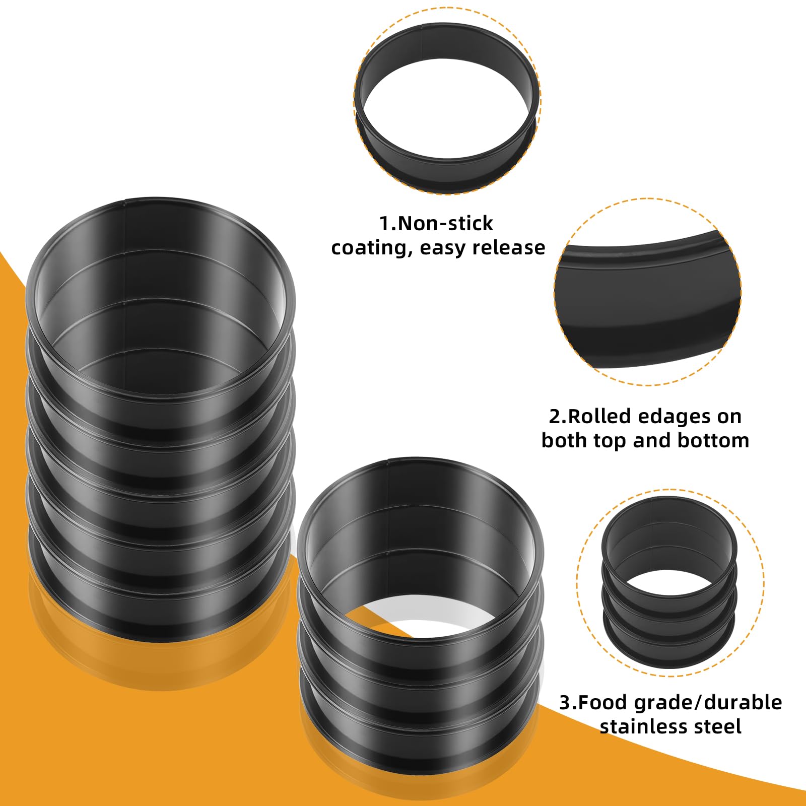 RICHSC-PAN Stainless Steel Perforated Tart Ring Set, 16 Packs Food-Grade, 3.15 Inches and 2.36 Inches, Suitable for All Kinds of Small Fruit Tart Crusts.