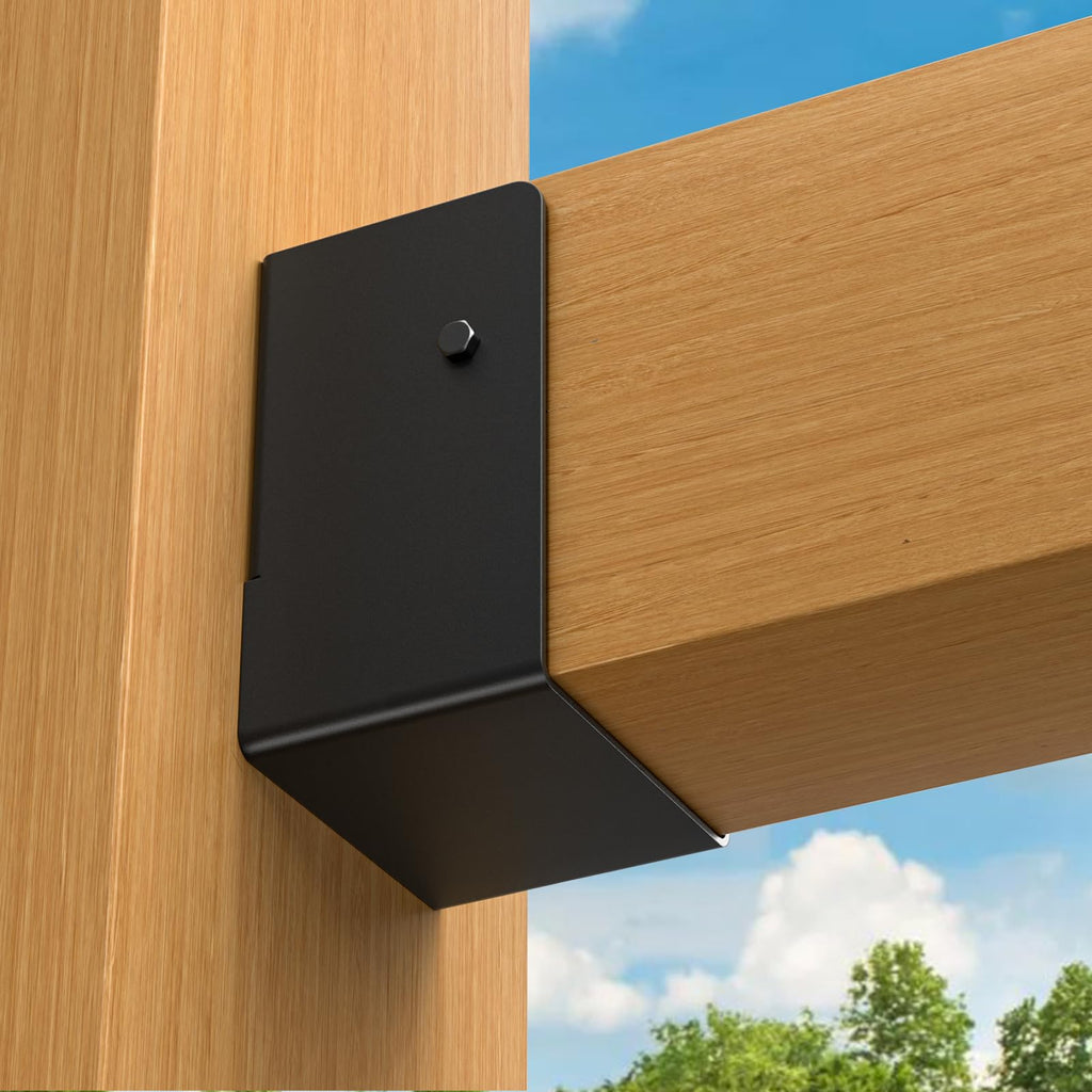 FMhotu Concealed Joist Hanger (1 Pack),4"x6" Outdoor Concealed-Flange Joist Bracket with Screws, Q235B Steel Powder Coated Concealed Mount Light Joist Hangers for 4"x6" Beam, Swing, Handrail, Fence