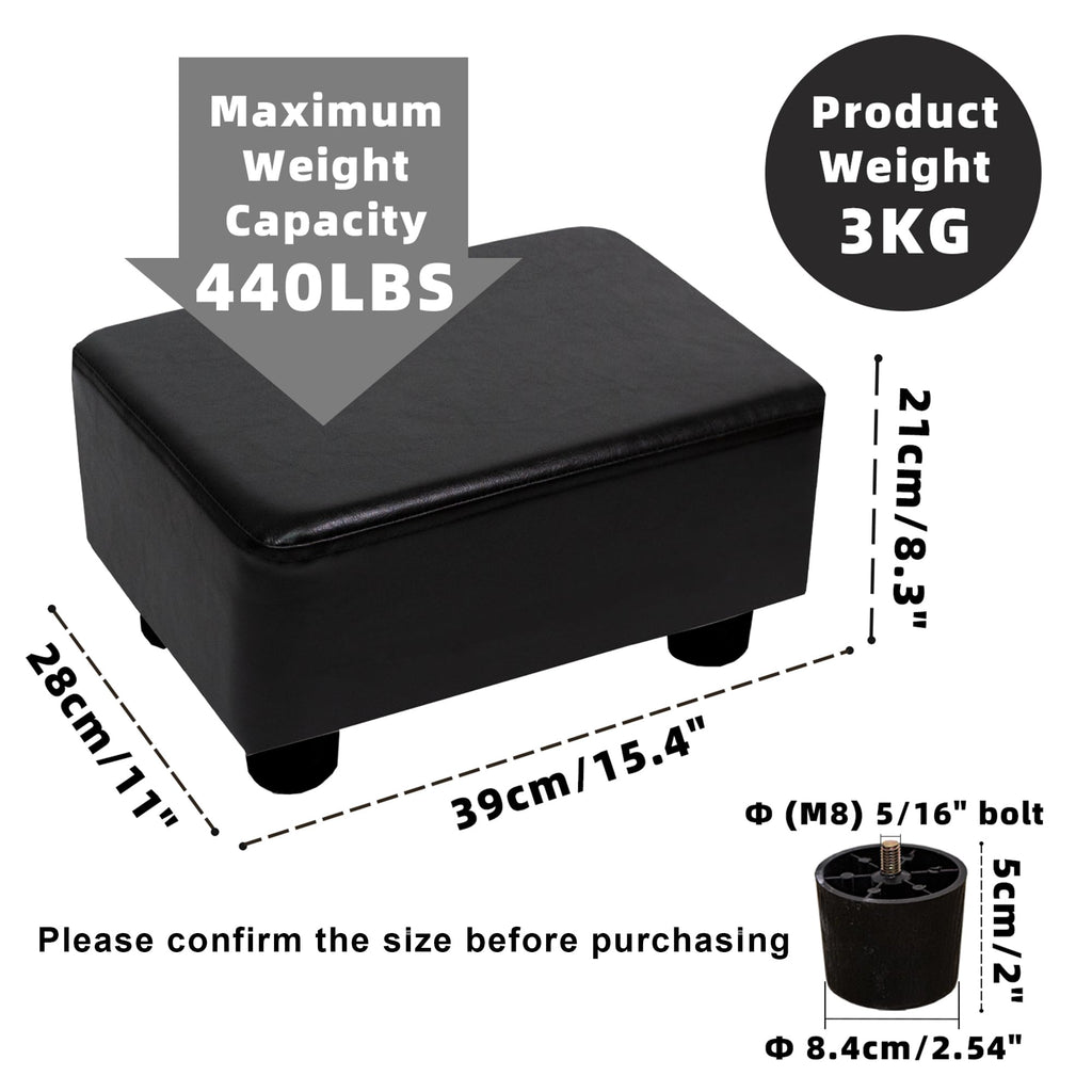 CAROLMADE Small Foot Stool Ottoman Footstool with Legs Under Desk Footrest for Living Room Bedroom and Office, Black