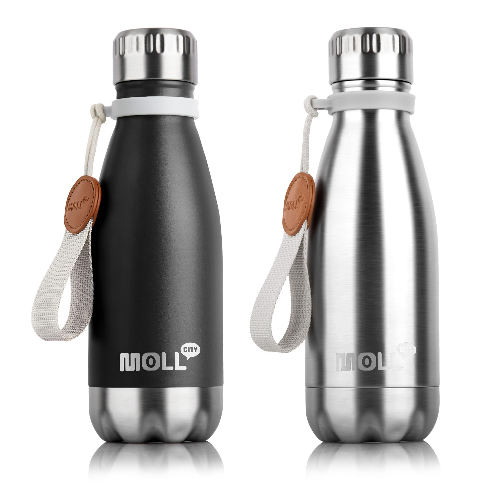 9 oz Water Bottle for Kids-Small Stainless Steel Water Bottle for School Vacuum Insulated Metal Leak Proof Cola Shape Water Flask for Boys Girls(Baby Blue)