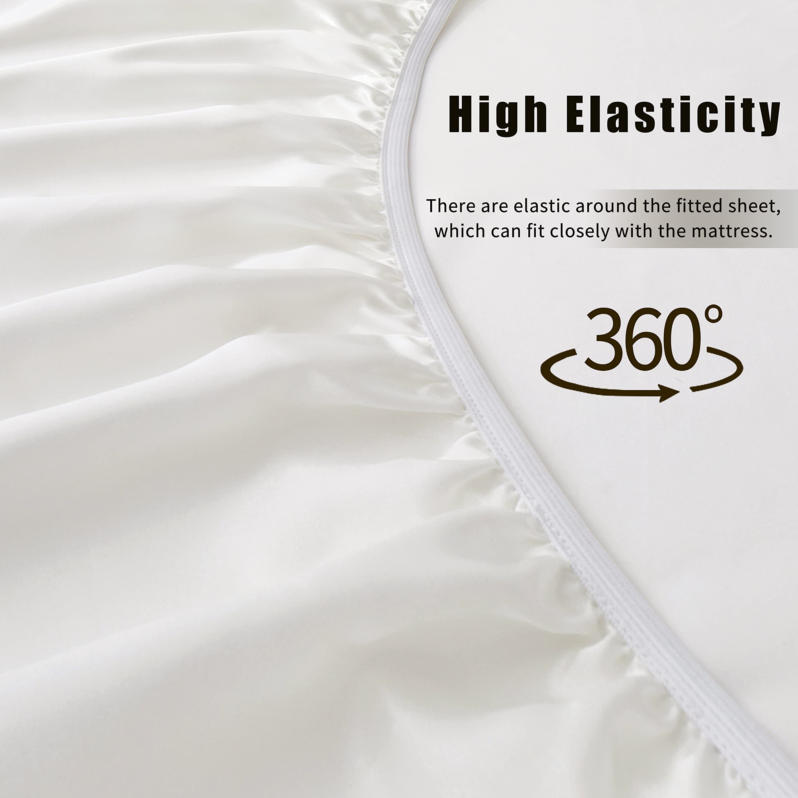 VACVELT 3pcs Beige Satin Sheets Twin Size Bed Set, 15 Inch Deep Pocket Silky Satin Sheet Set, Soft Satin Bedding Set Cooling & Luxury Bed Sheets, 1 Fitted Sheet + 1 Flat Sheet + 1 Pillowcase
