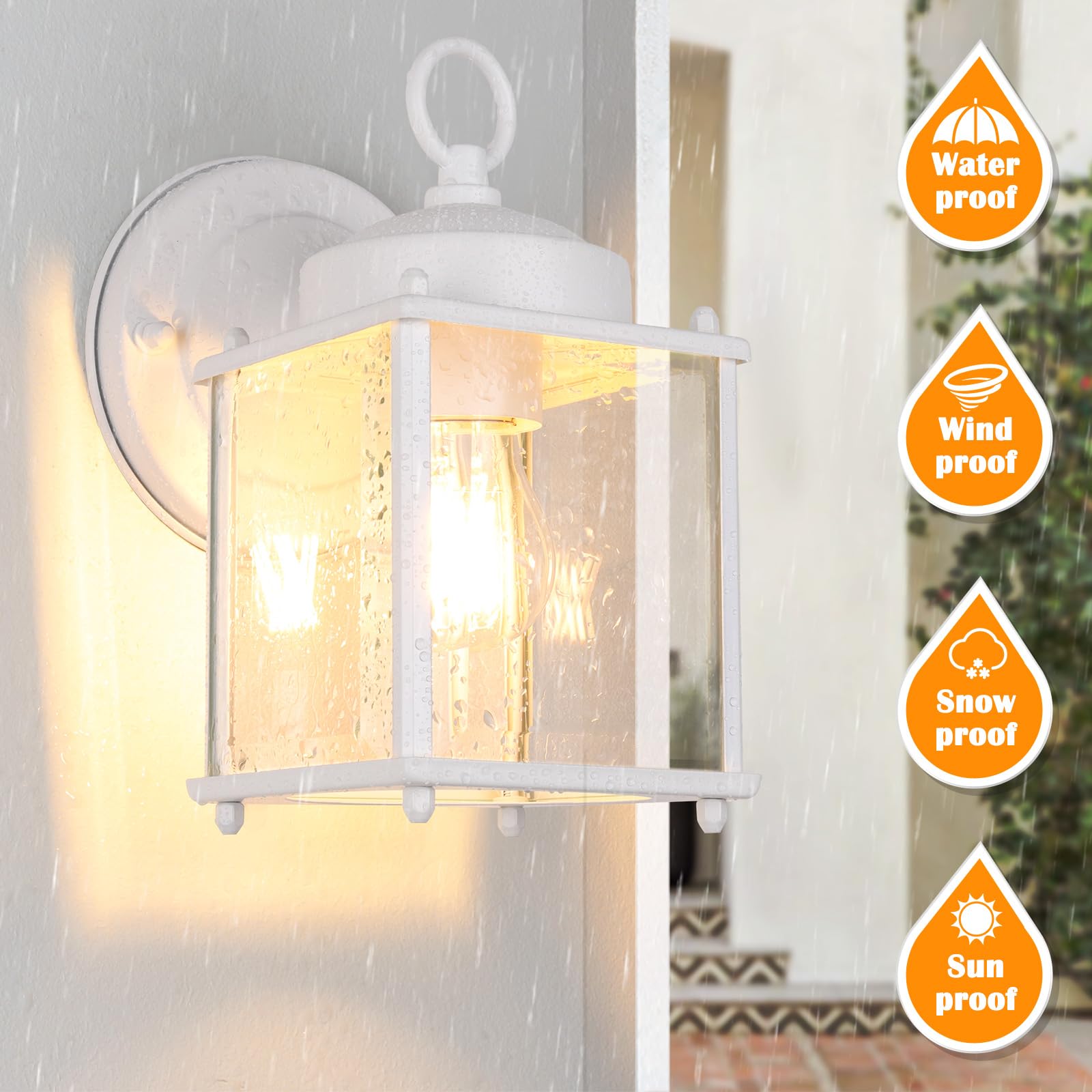 MATAMEYE Outdoor Wall Lantern, Exterior Dark Chocolate Waterproof Wall Sconce Lighting Fixture, Front Door Wall Lamp with Clear Beveled Glass, 2 Pack