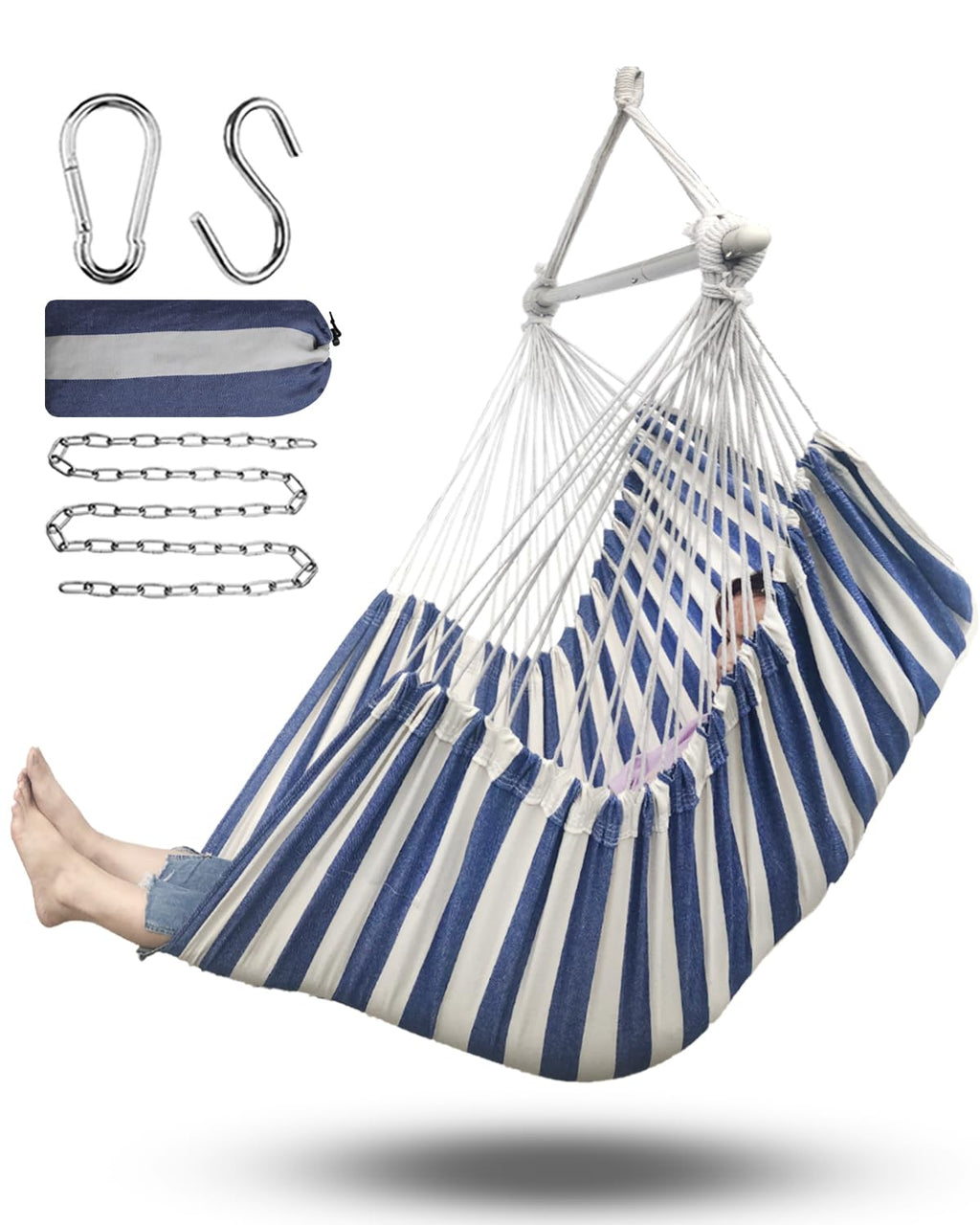 ADVOKAIR Hammock Chair Large 70.9"x47.2", 32% Bigger XXL Hanging Swing Chair with 500lbs Capacity, Heavy Duty Steel Spreader Bar, Extra Roomy Comfort for Adult Indoor Outdoor Bedroom Patio