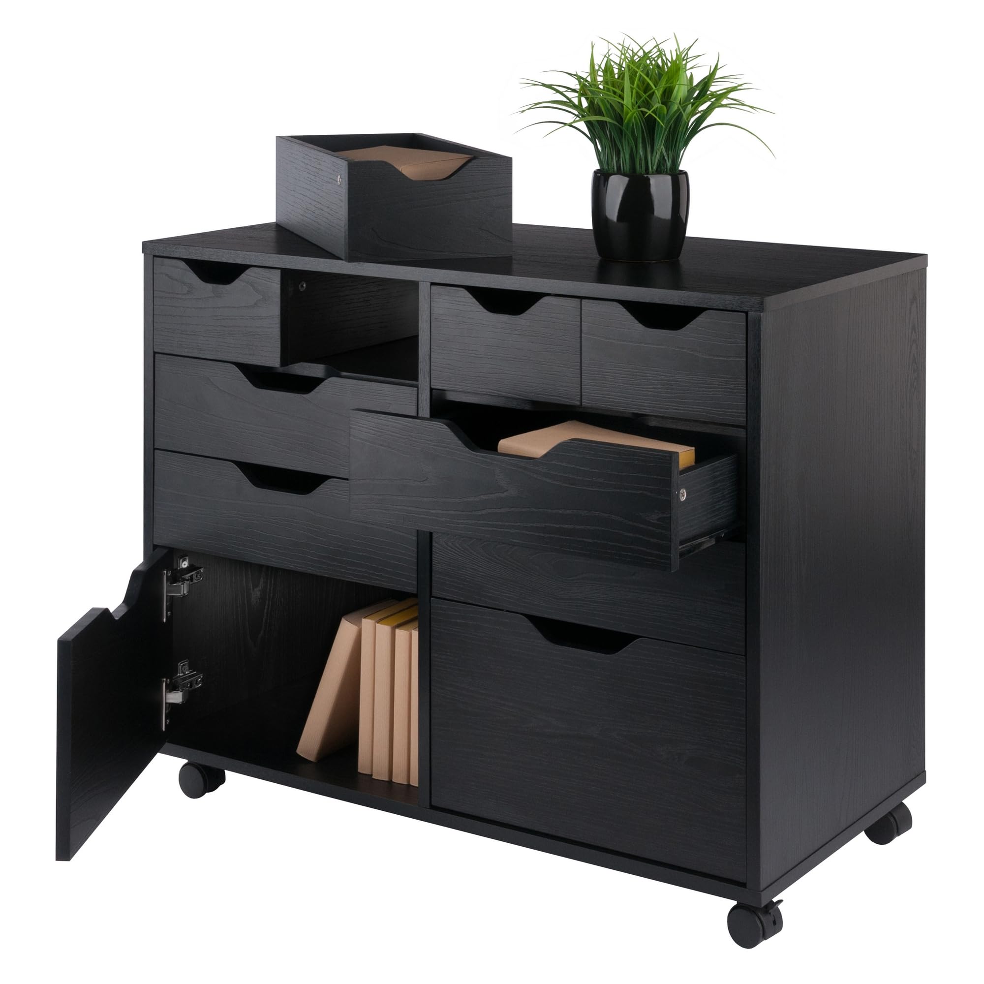 Winsome Halifax Mobile Storage Cabinet with Doors & Drawers, Stylish & Functional Home Storage Cabinet for Filing, Kitchen Organization, Moveable Furniture for Office, Dorms, Apartments