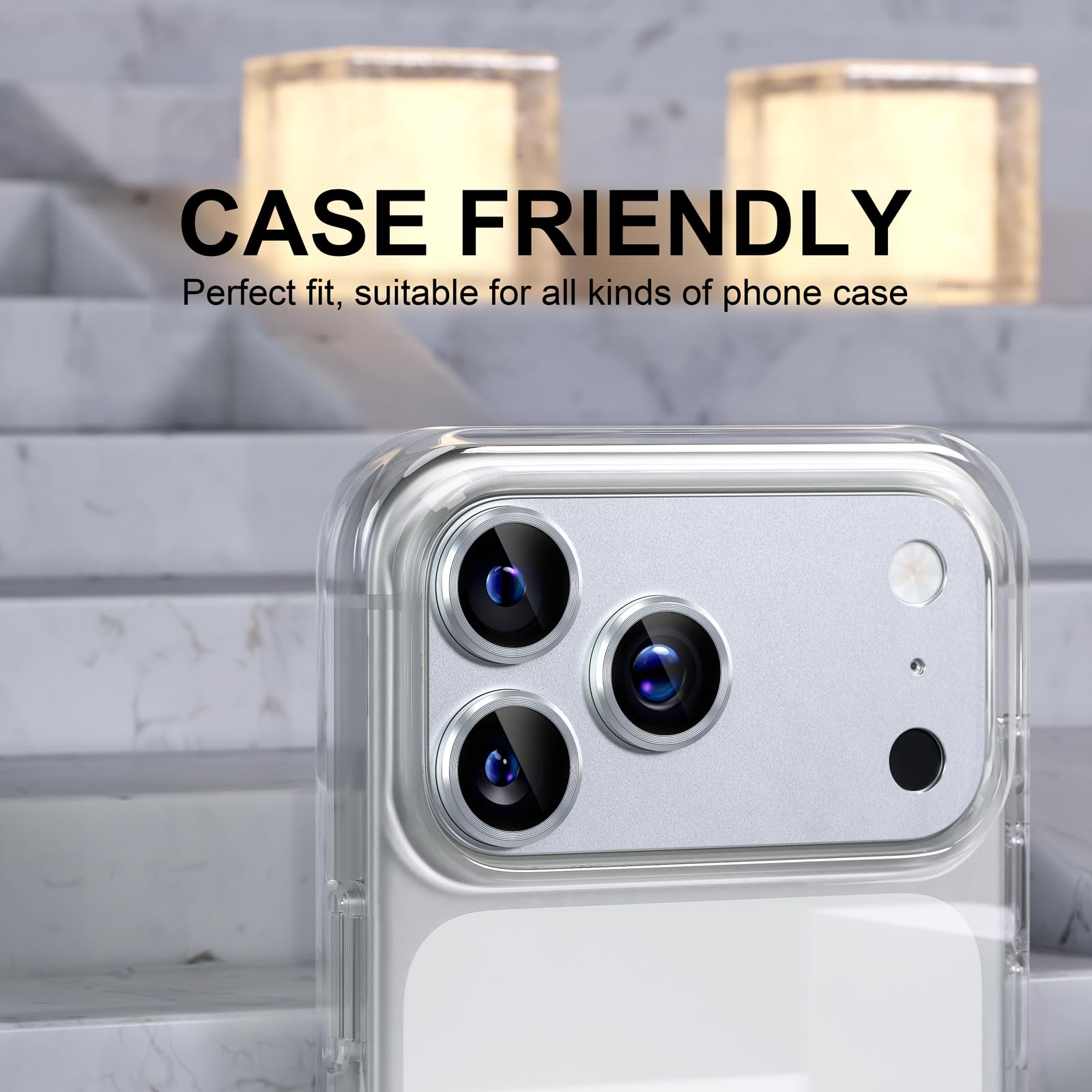 Choiche Compatible for iPhone 16 Pro/iPhone 16 Pro Max Camera Lens Protector, Bling Camera Cover with 9H Tempered Glass Lens Screen Protector Metal Ring Decoration Accessories(Black)
