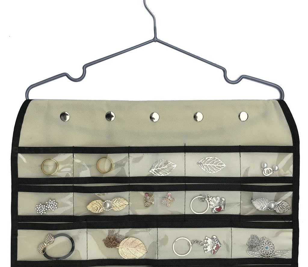 BB Brotrade Hanging Jewelry Organizer,Accessories Organizer,80 Pocket Organizer for Holding Jewelries（Beige）