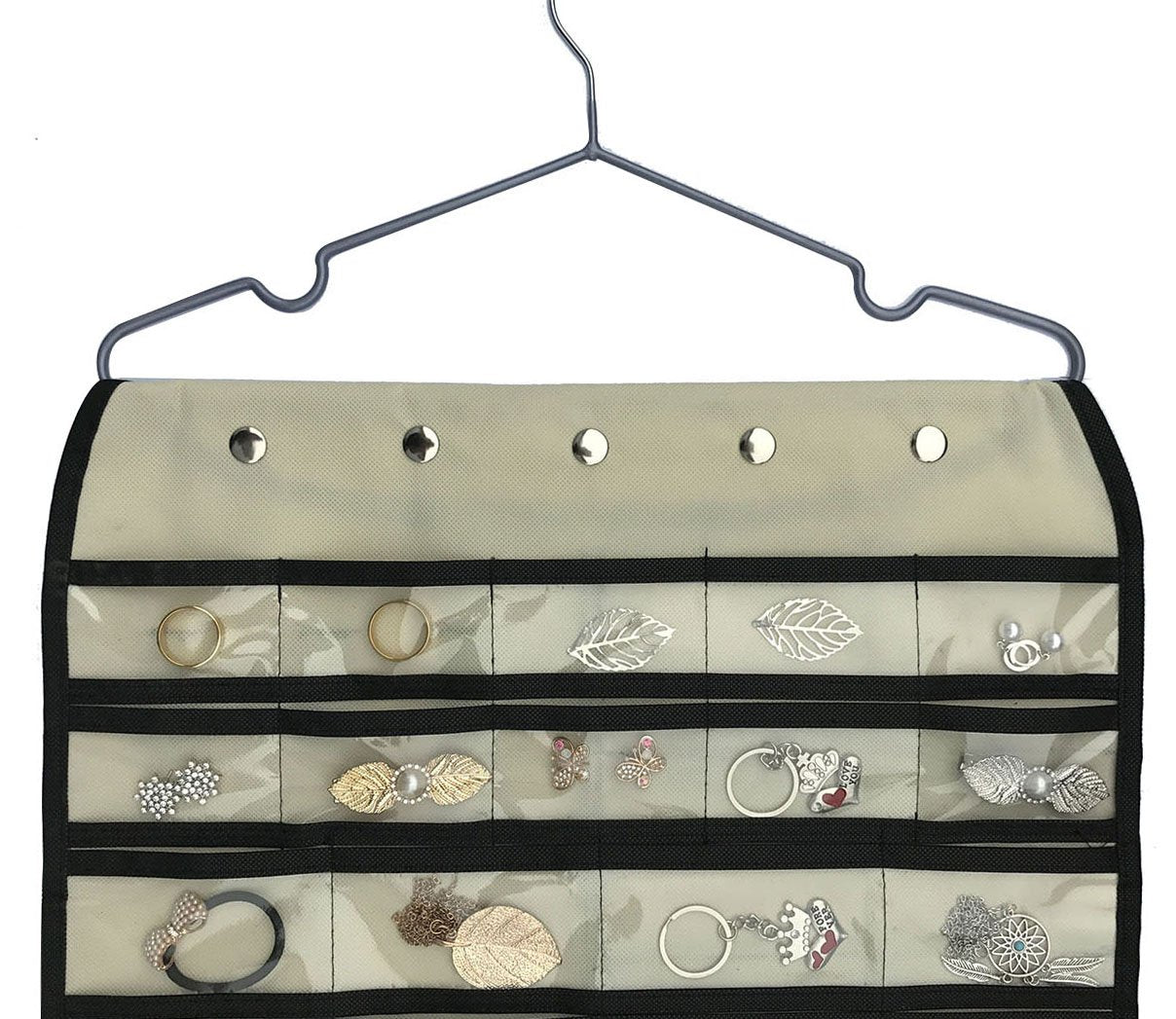 BB Brotrade Hanging Jewelry Organizer,Accessories Organizer,80 Pocket Organizer for Holding Jewelries（Beige）