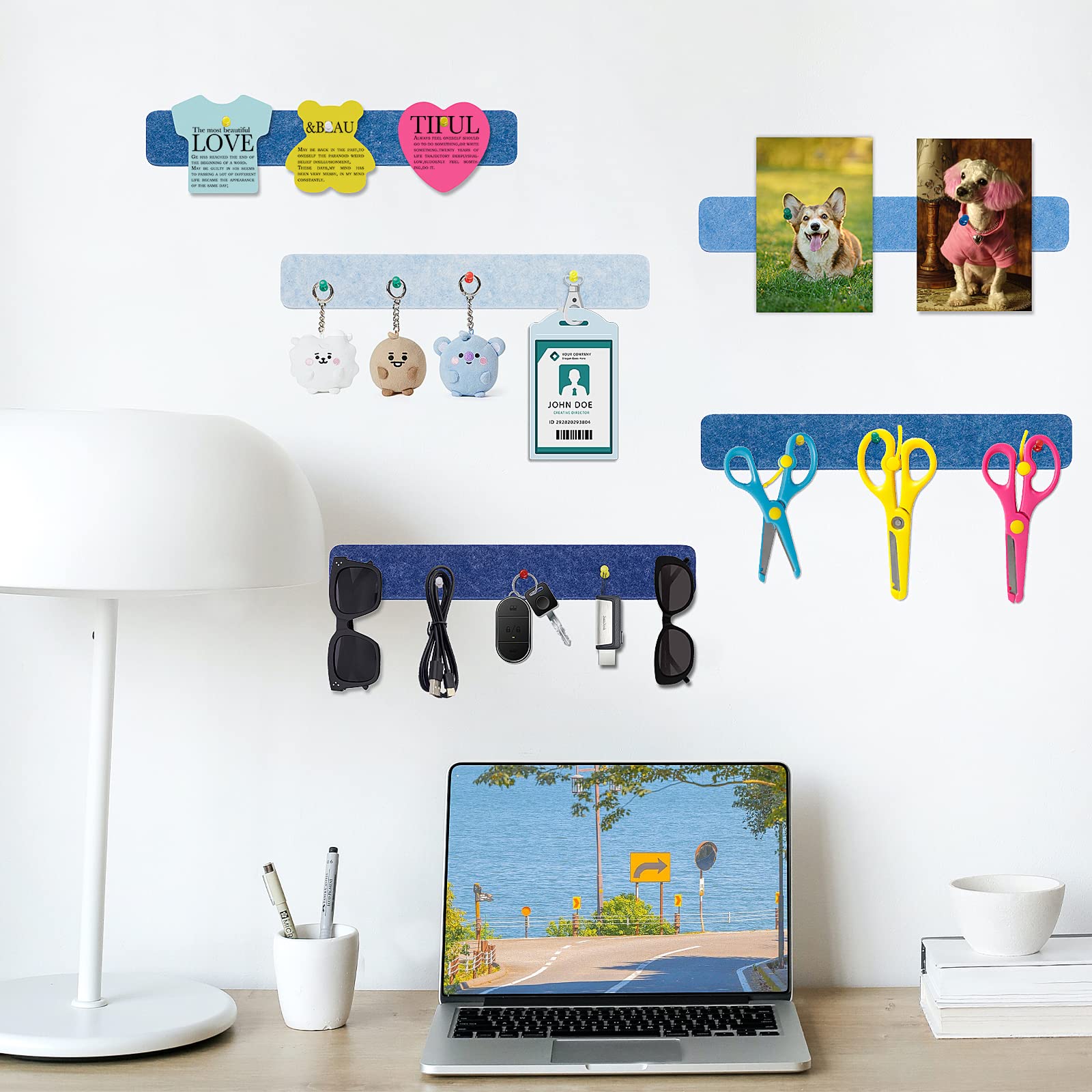 Felt Bulletin Board, 15.7''X 11.8'' corkboard Pin Board for Bedrooms Offices Home Wall Decoration, Self Adhesive Cork Board with 35 Push Pins for Paste Notes, Photos, Schedules (2 Pack)
