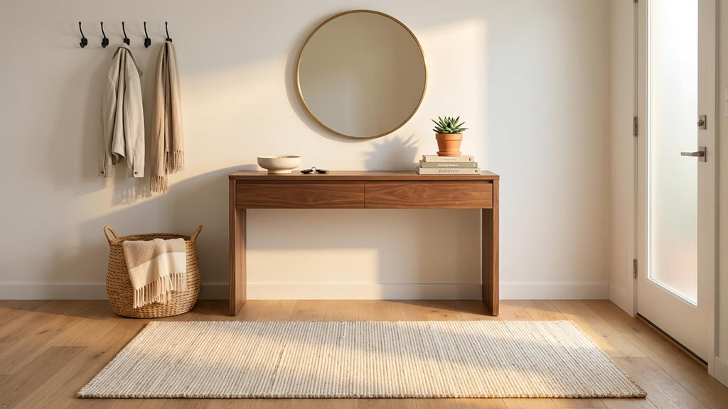 FRELISH DECOR Handwoven Jute Cotton Area Rug- Natural Yarn- Contemporary Farmhouse Decor- Rustic Nautical Rugs for Bedroom Living Room/Entryway Doormat (2'x3')