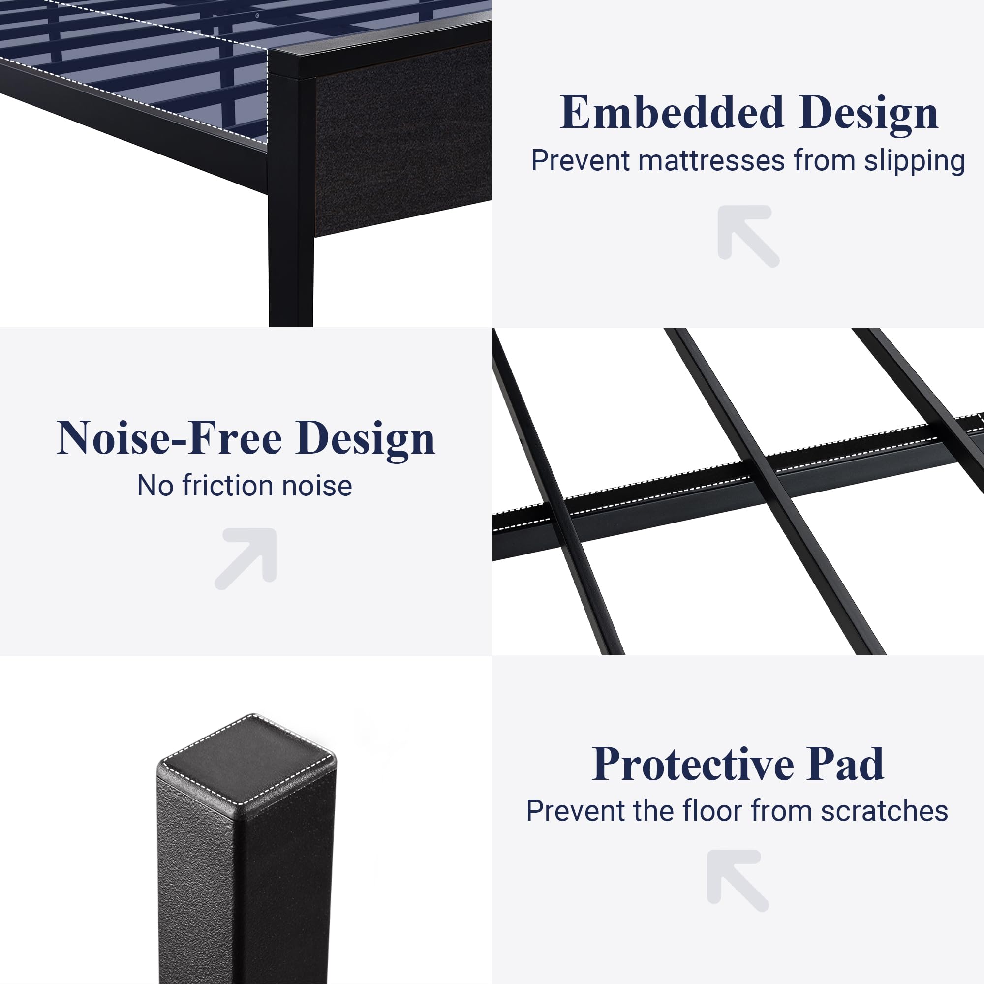 Allewie Twin Size Platform Bed Frame with Wooden Headboard and Footboard, Heavy Duty Metal Slats Support, No Box Spring Needed, Under-Bed Storage, Noise Free, Easy Assembly, Black Oak