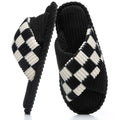GOEWY Slippers for Women Memory Foam House Bedroom Corduroy Crossbands Open Toe Slides Sandals Shoes Comfy Trendy Gift for womens Anti-Skid sole