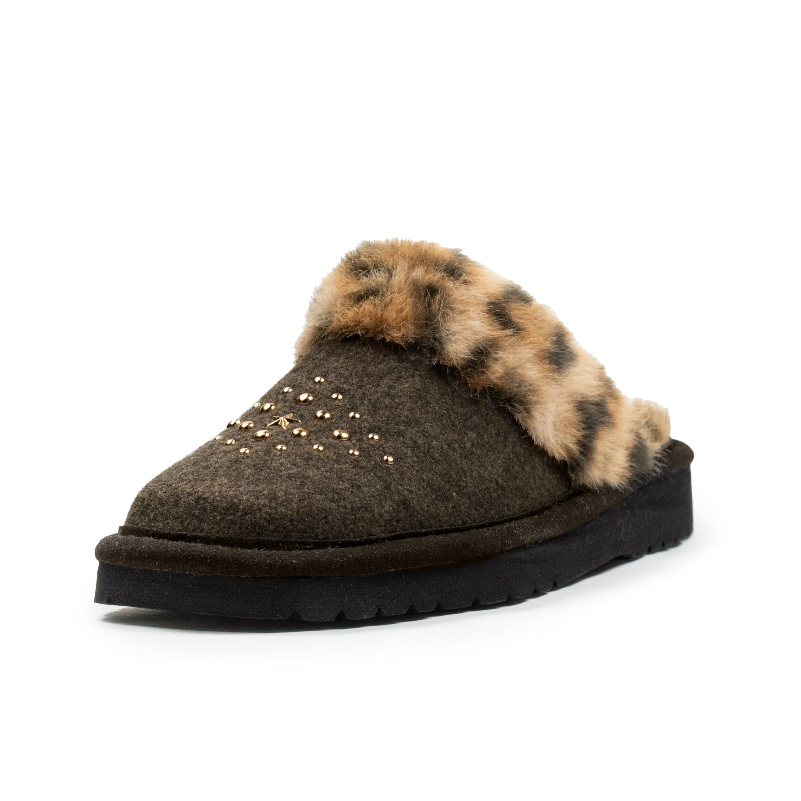 ARIAT Women's Jackie Square Toe Warm Soft Genuine Suede Leather Indoor Outdoor Slippers with Plush Collar