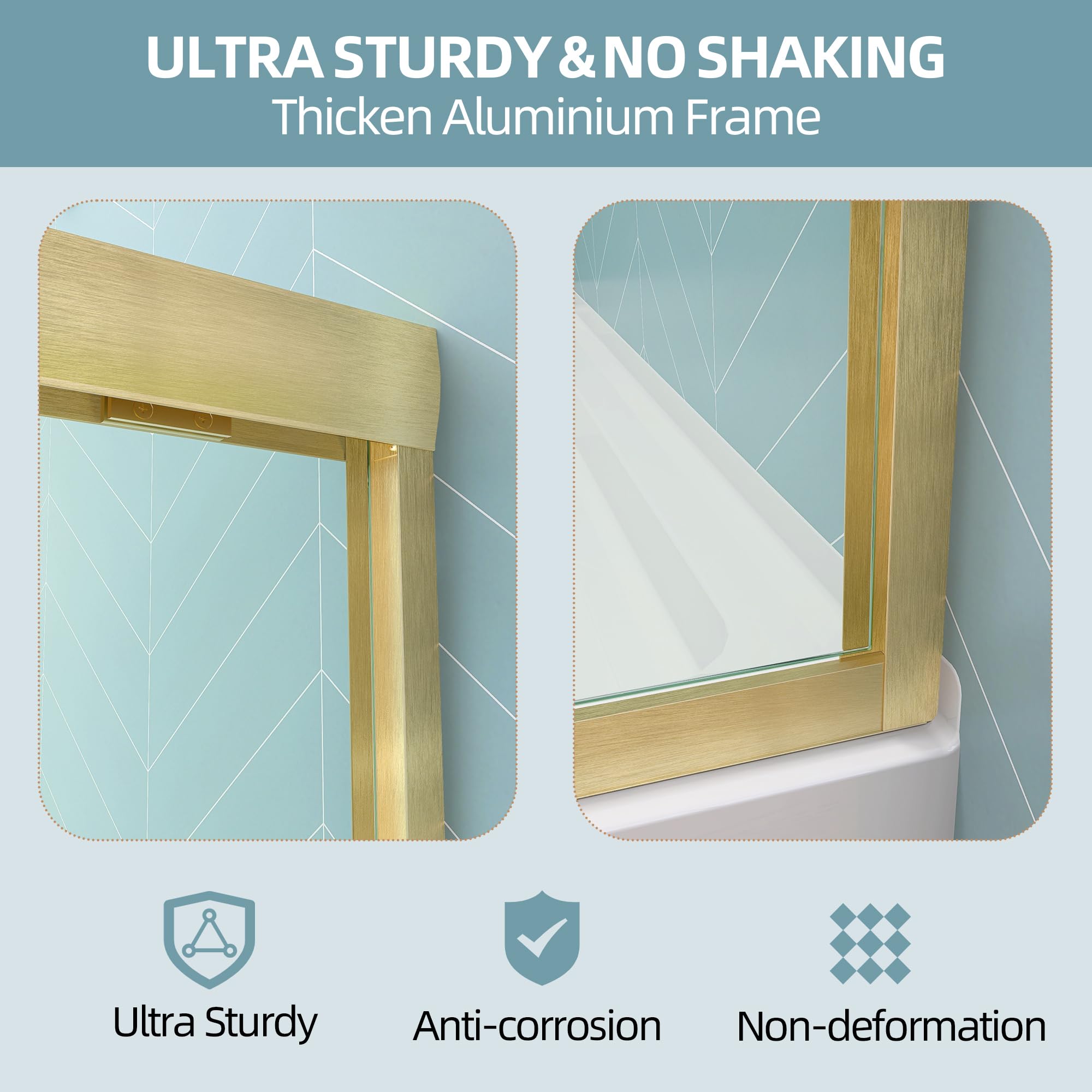 GETPRO Shower Door Sliding 44-48 in. W x 72 in. H Semi-Frameless Bypasss Double Sliding Doors for Shower,1/4 inch Clear Tempered Walk-in Shower Glass Door Brushed Nickel