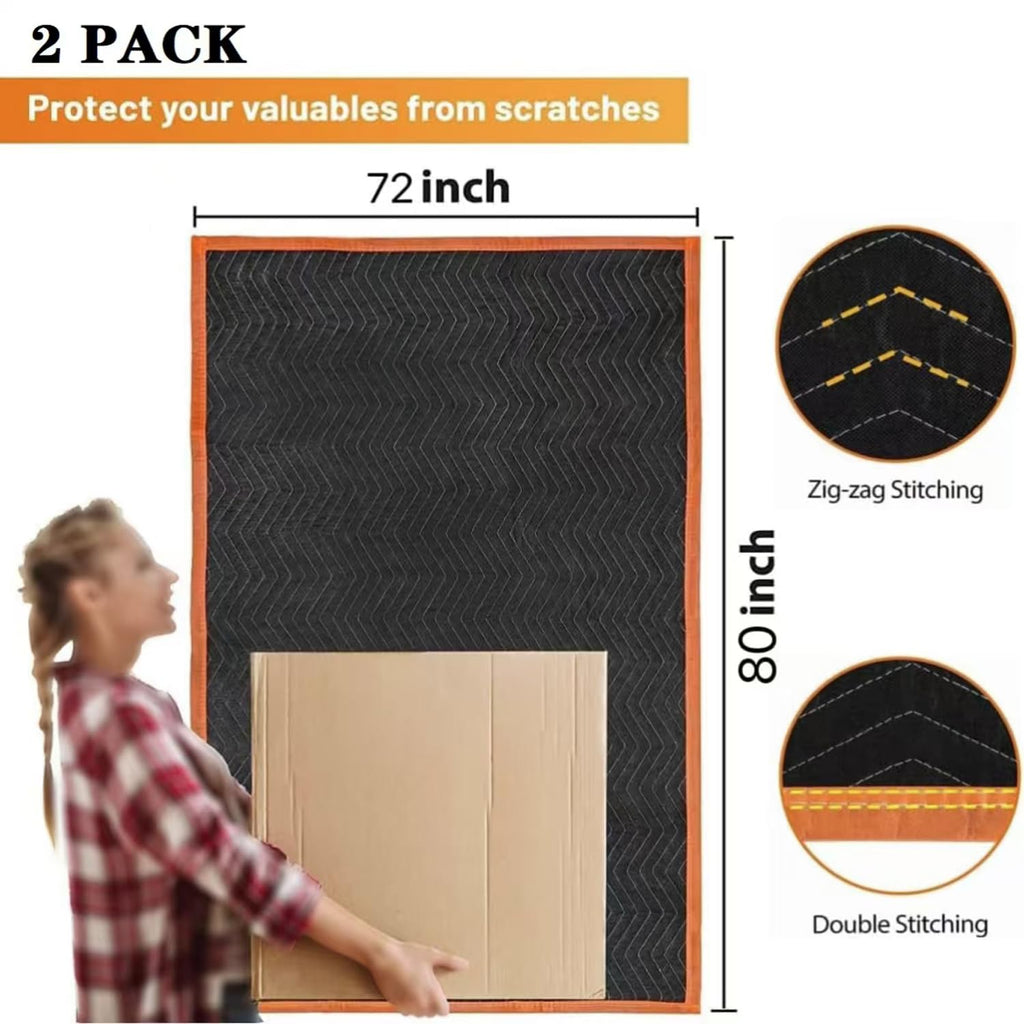 Large Moving Blankets 80 * 72in Heavy Duty Packing Blankets for Furniture Moving Shipping Wrapping Quilted Furniture Pads for Moving, Padded Mover Blankets