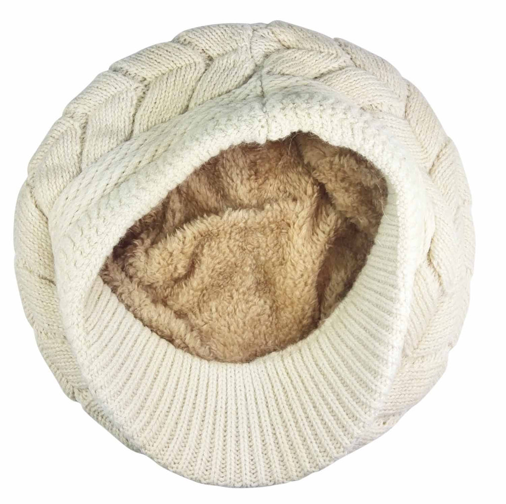 Women Winter Warm Knit Hat Wool Snow Ski Caps with Visor