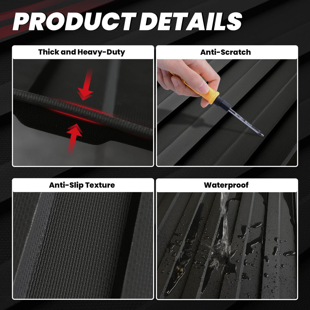 LASFIT Truck Bed Mat for 2009-2016 Ford F250 F350 F450 6.75ft Super Duty 81.9'' Bed Liner(Not fit with Drop-in Bed Liner), TPE 100% All Weather Car Bed Mat for F-250 F-350 F-450,1PCS Black