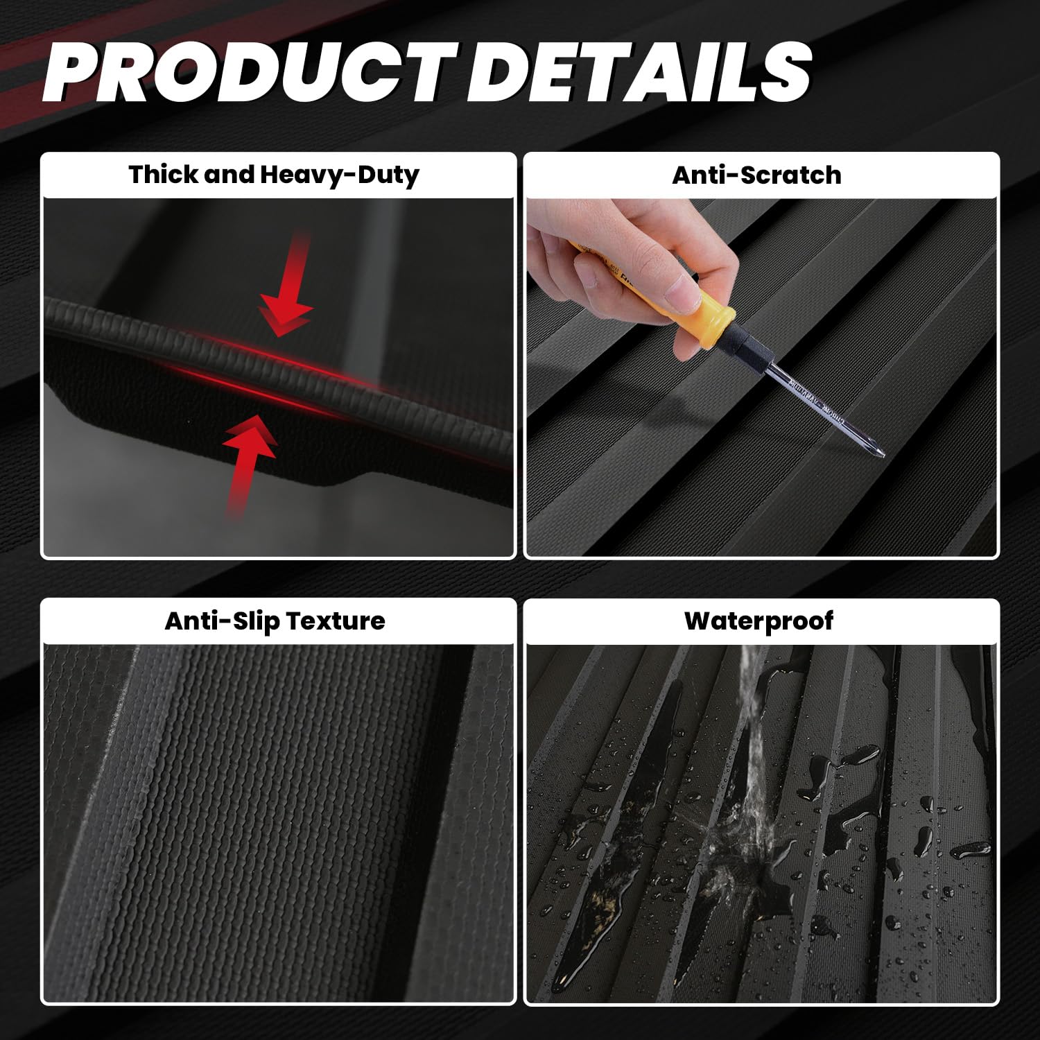 LASFIT Truck Bed Mat for 2009-2016 Ford F250 F350 F450 6.75ft Super Duty 81.9'' Bed Liner(Not fit with Drop-in Bed Liner), TPE 100% All Weather Car Bed Mat for F-250 F-350 F-450,1PCS Black