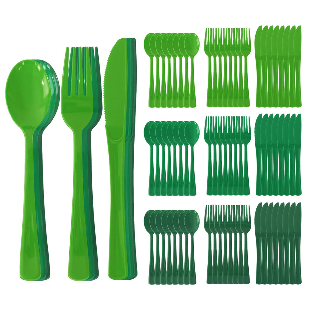 150 Pack Plastic Silverware,Disposable Cutlery Set Heavy Duty Utensil Sets 50 Forks 50 Knives 50 Spoons for Brithday, Wedding,Home School Party Picnics Restaurant Outdoor Events (Black)