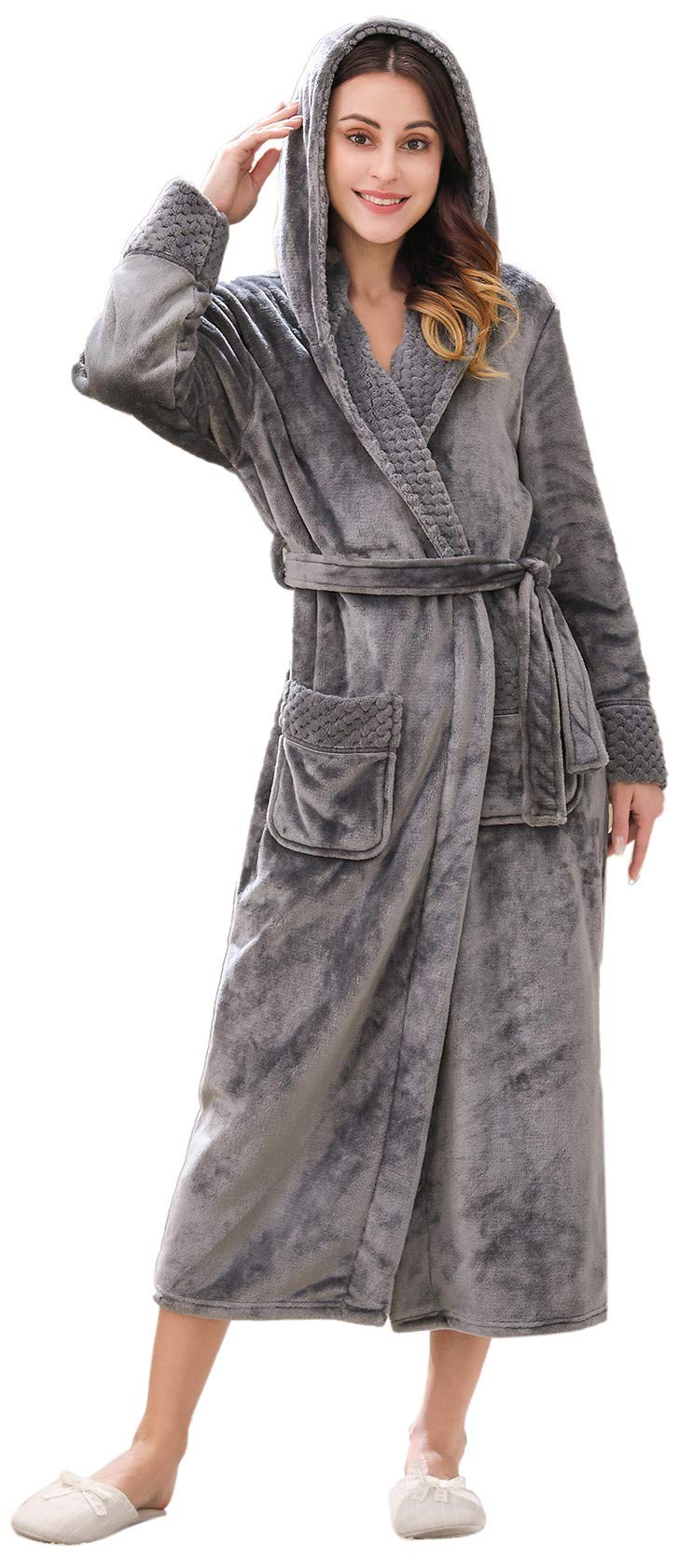 Richie House Women's Plush Soft Warm Fleece Bathrobe Robe RH1591