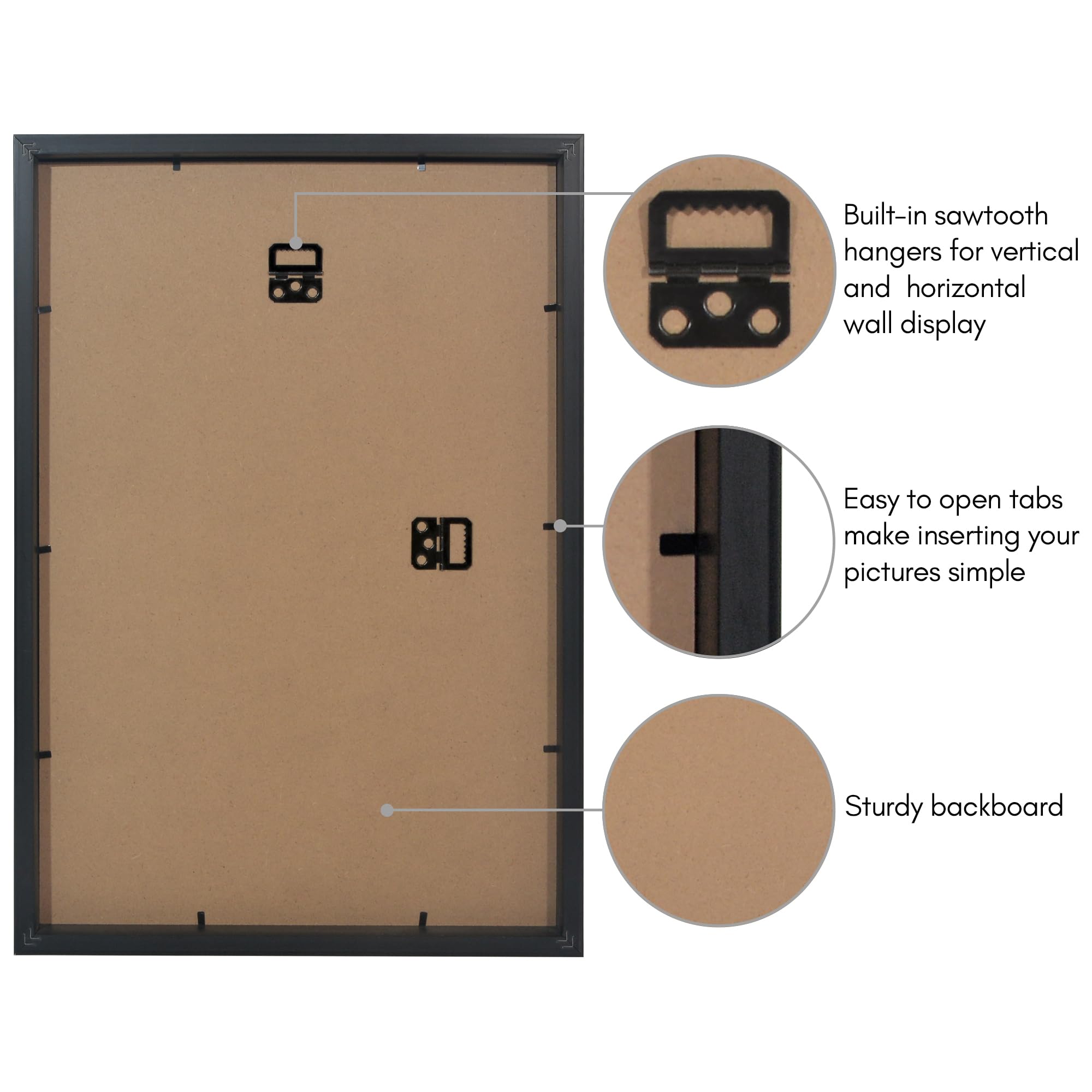 Americanflat 5x7 Picture Frame with Shatter-Resistant Glass - Soho Collection - Gallery Style Deep Molding Picture Frames for Tabletop and Wall Display - Black