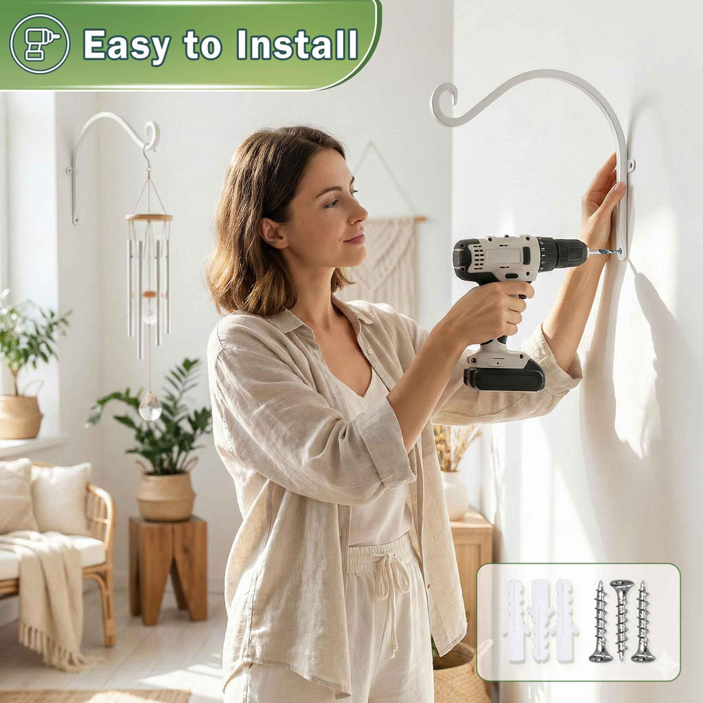 Qiang Ni Heavy-Duty Plant Hanger - 16 Inch 80lbs Metal Wall Mount Plant Bracket for Indoor Outdoor Hanging Bird Feeders, Flower Baskets, Lanterns