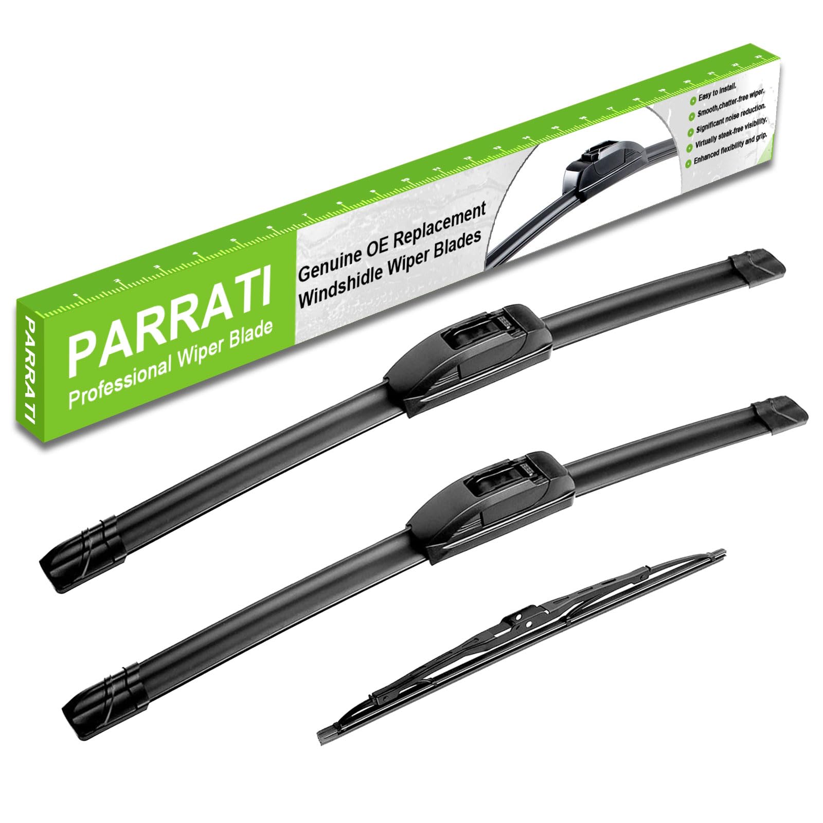 PARRATI® Windshield Wipers for Jeep Wrangler 2007-2017/Wrangler JK 2008-2018,15"+15" Front and 13" Rear,OEM Replacement Wiper Blades,Quiet & Streak-Free(Set of 3)