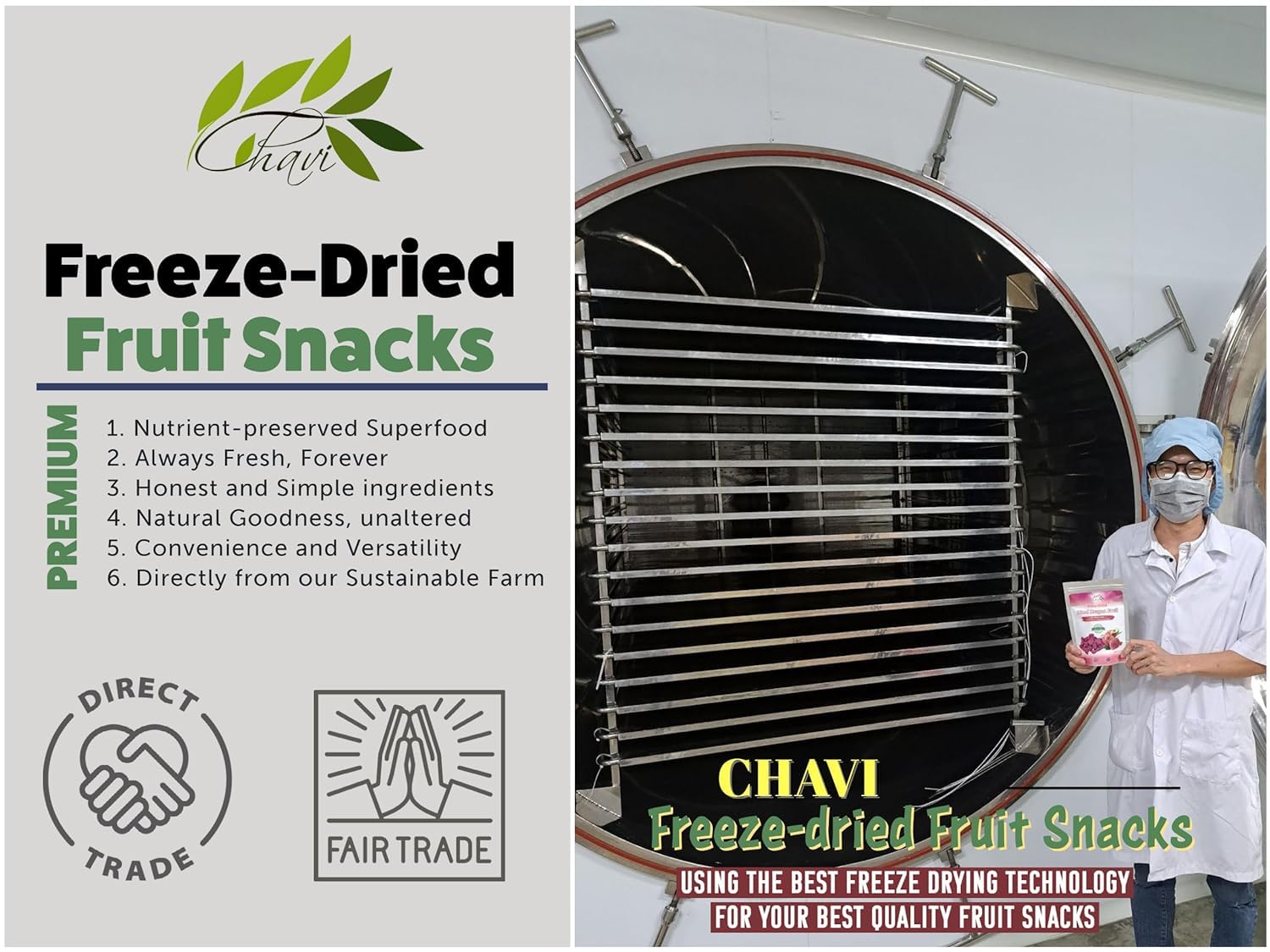 CHAVI Freeze Dried Fruits - Mixed | 6 in 1 | No Added Sugars or Preservatives - Non-GMO, Vegan, Gluten-Free | Gift Box | 230 g | 8.1 oz | 6 Cans