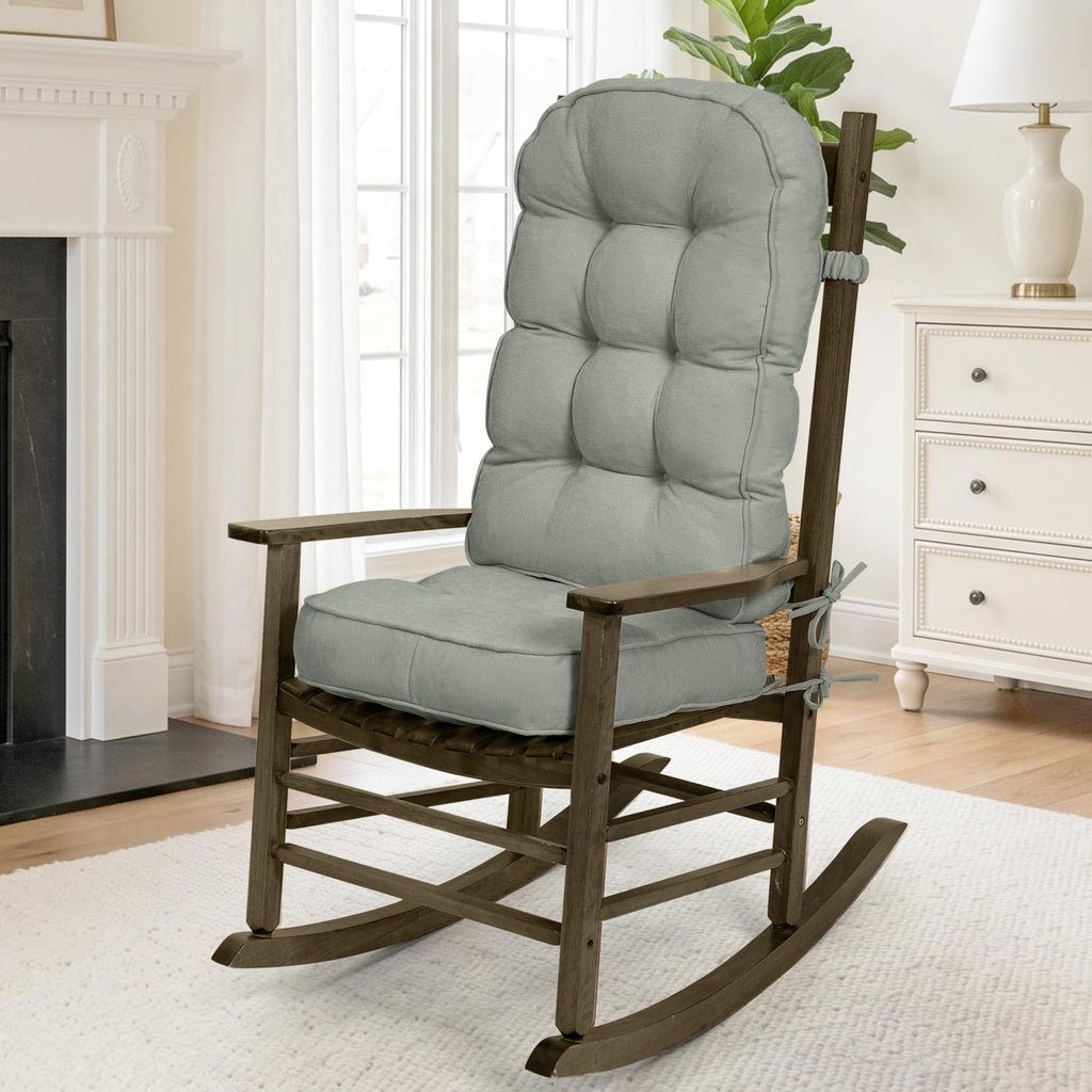 mudilun Rocking Chair Cushion - Non-Slip Tufted 4-Inch Thickened Rocking Chair Cushions with Ties Indoor/Outdoor Wooden Rocking Chair Pad for Living Rooms, Bedrooms, and Balconies