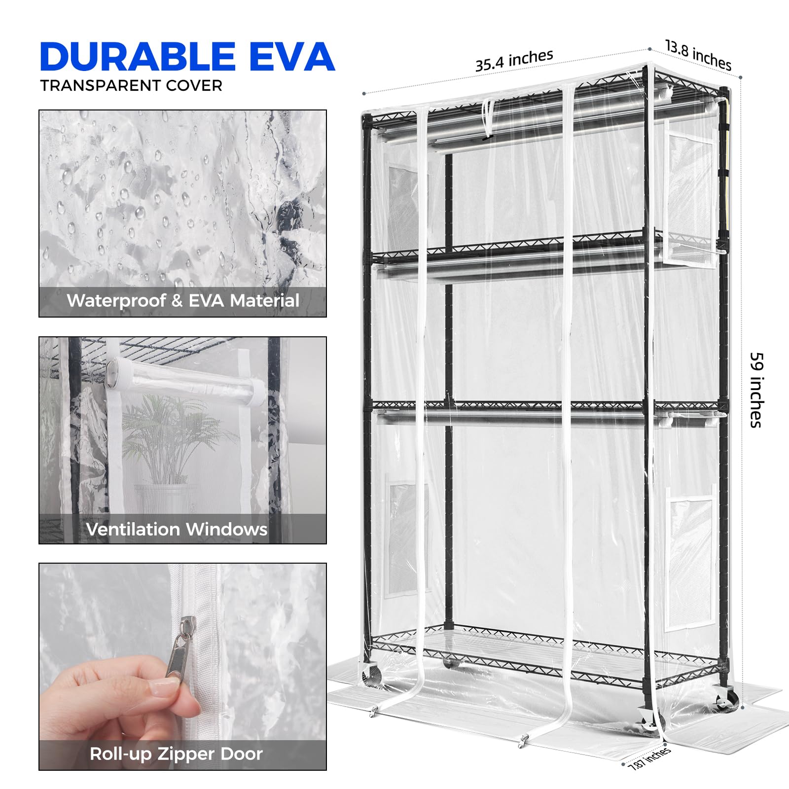 Barrina Indoor Greenhouse with Grow Light, with 40W Seed Starting LED Indoor Plant Light, Portable Mini Greenhouse with Timer for Seed Starter Tray, Seedling, Sprouting, Microgreens, 23x23x23IN