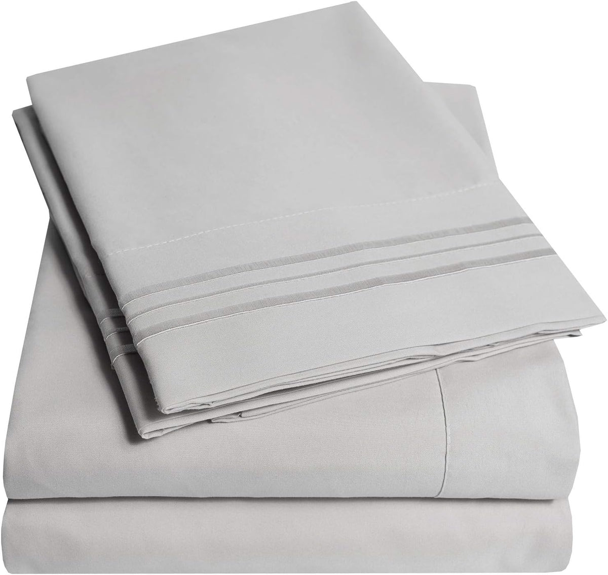 1500 Supreme Collection Extra Deep Pocket Sheets Set - Luxury Soft Bed Sheets, Wrinkle Free, Bedding, Over 40 Colors, 21 inch Extra Deep Pocket, Twin, Silver