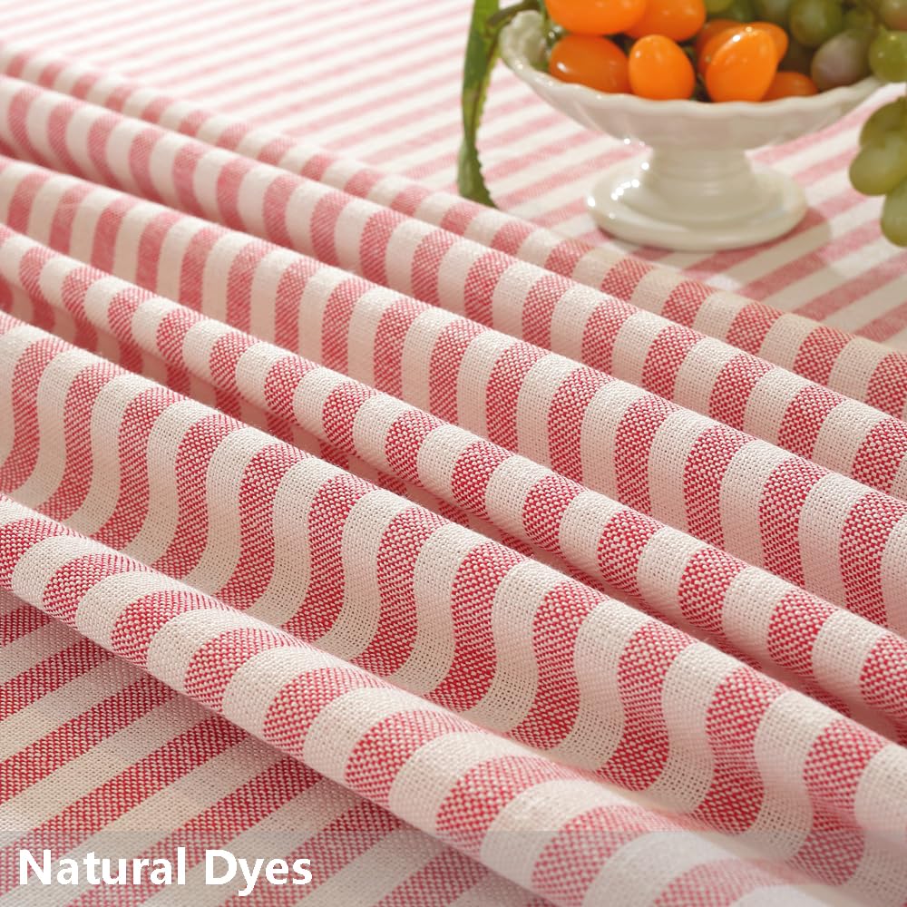 TruDelve Cotton Table Cloth Square Tables Beige Striped Tablecloths Fall Outdoor Tablecloth for Picnic Table Cover (Beige,55"x55",Square)