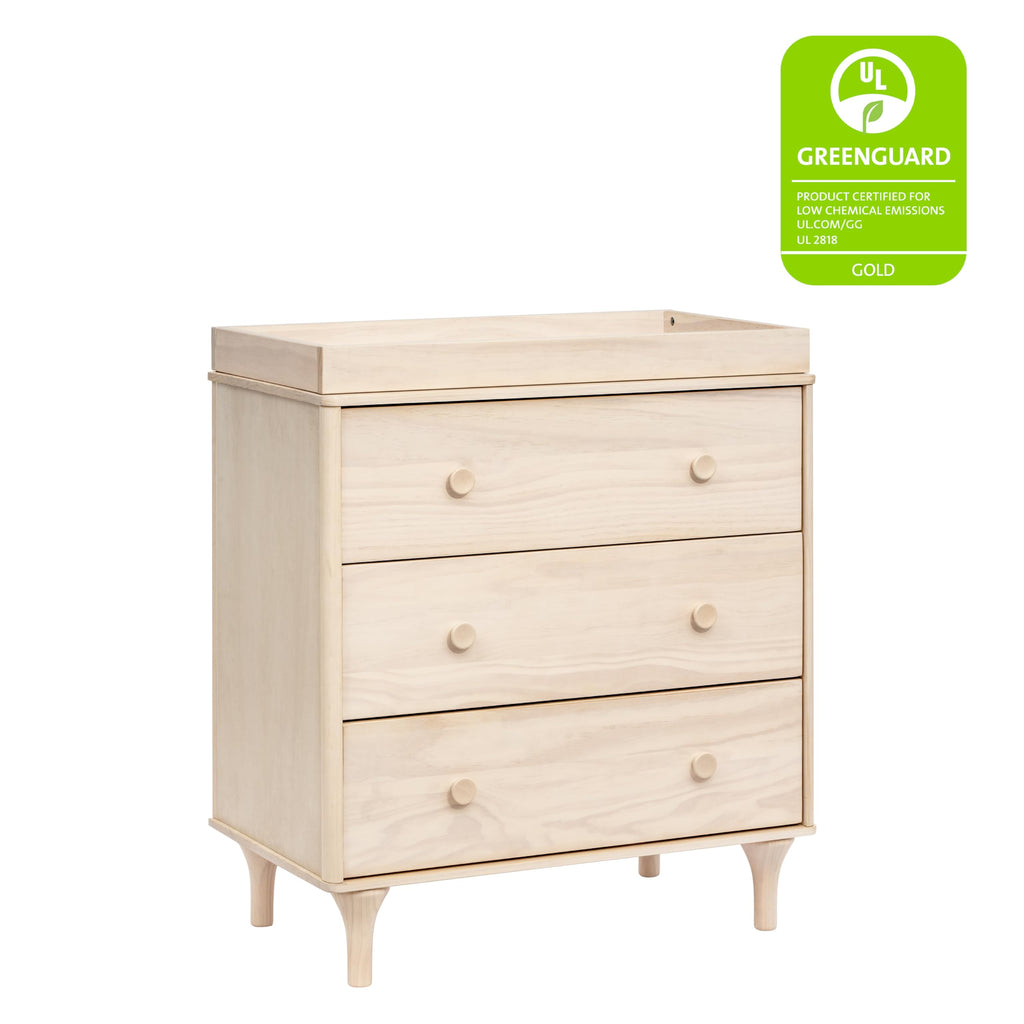 Babyletto Lolly 3-Drawer Changer Dresser with Removable Changing Tray in Natural Walnut, Greenguard Gold Certified