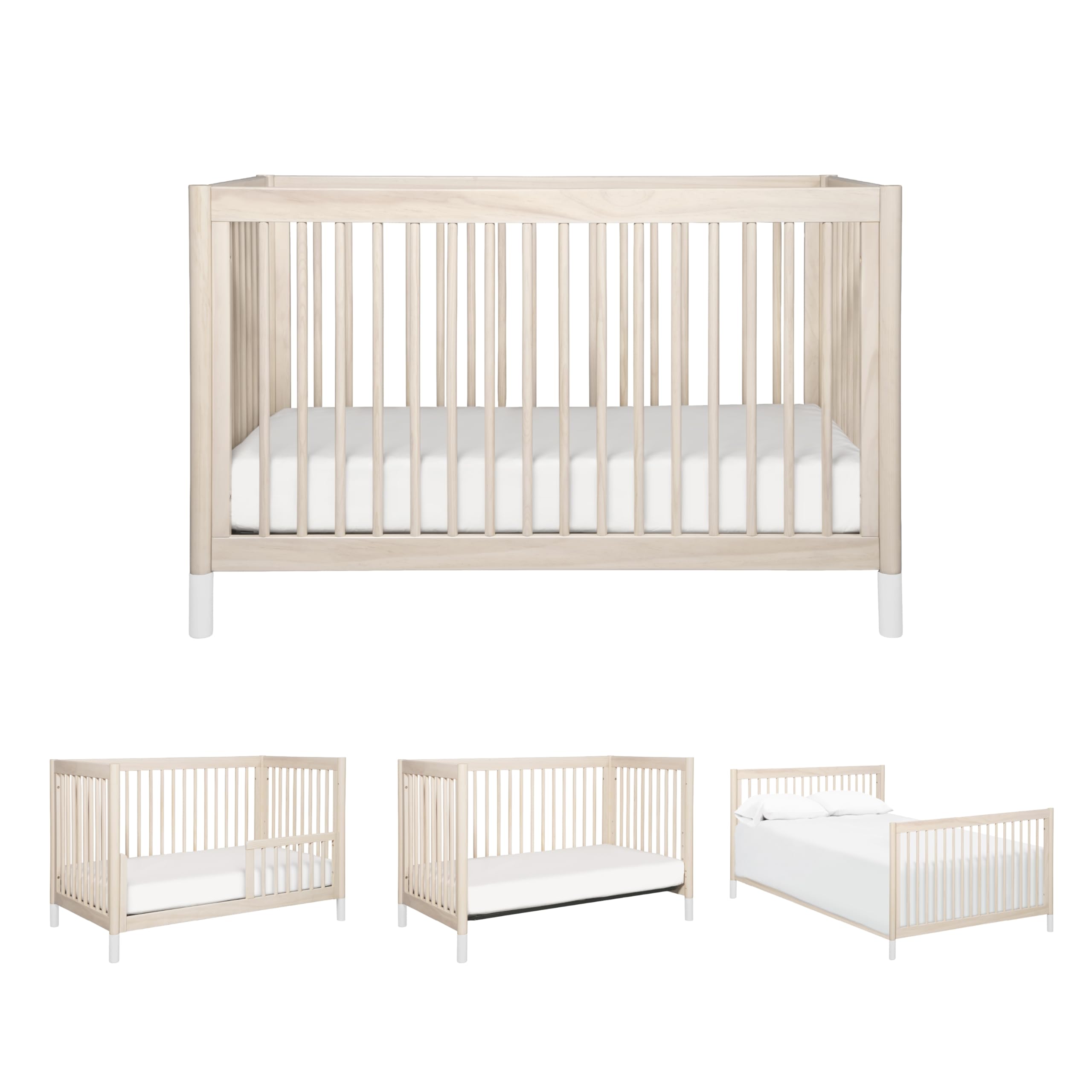 Babyletto Gelato 4-in-1 Convertible Crib with Toddler Bed Conversion in Natural Walnut and Brushed Gold Feet, Greenguard Gold Certified