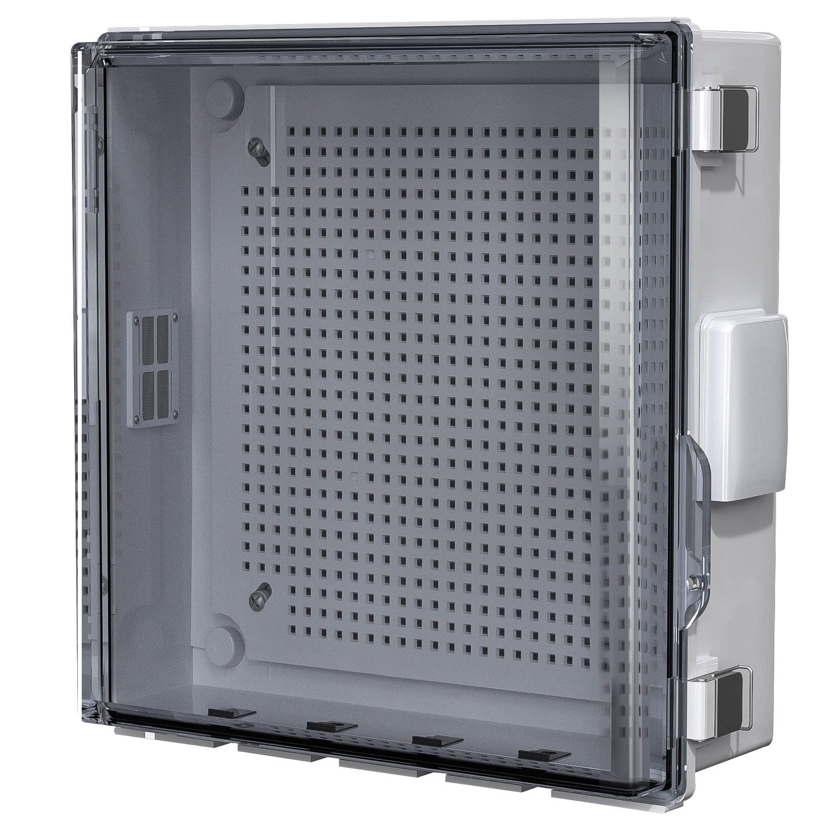 ABS Electrical Junction Box, Ventilated Design, Cable Grommets, IP65 Waterproof Enclosure, Indoor/Outdoor Use with Mounting Panel. (Clear Cover, 8.7"x6.7"x4.3")