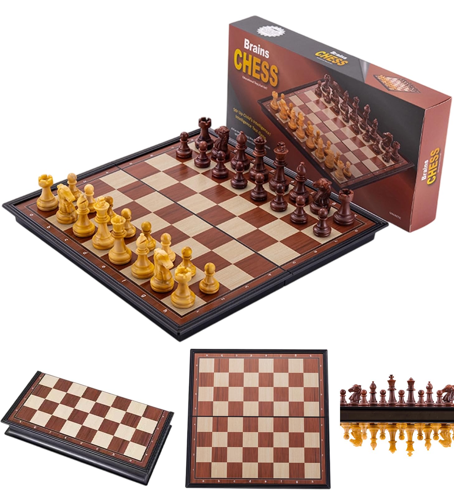 Chess Sets Magnetic Board Games - 11.8 Inches Travel Chess Set for Teenager & Adults, Wooden-Style Folding Portable Chess Gifts Classic 2-Player Strategy Family Game for Beginner and Professional