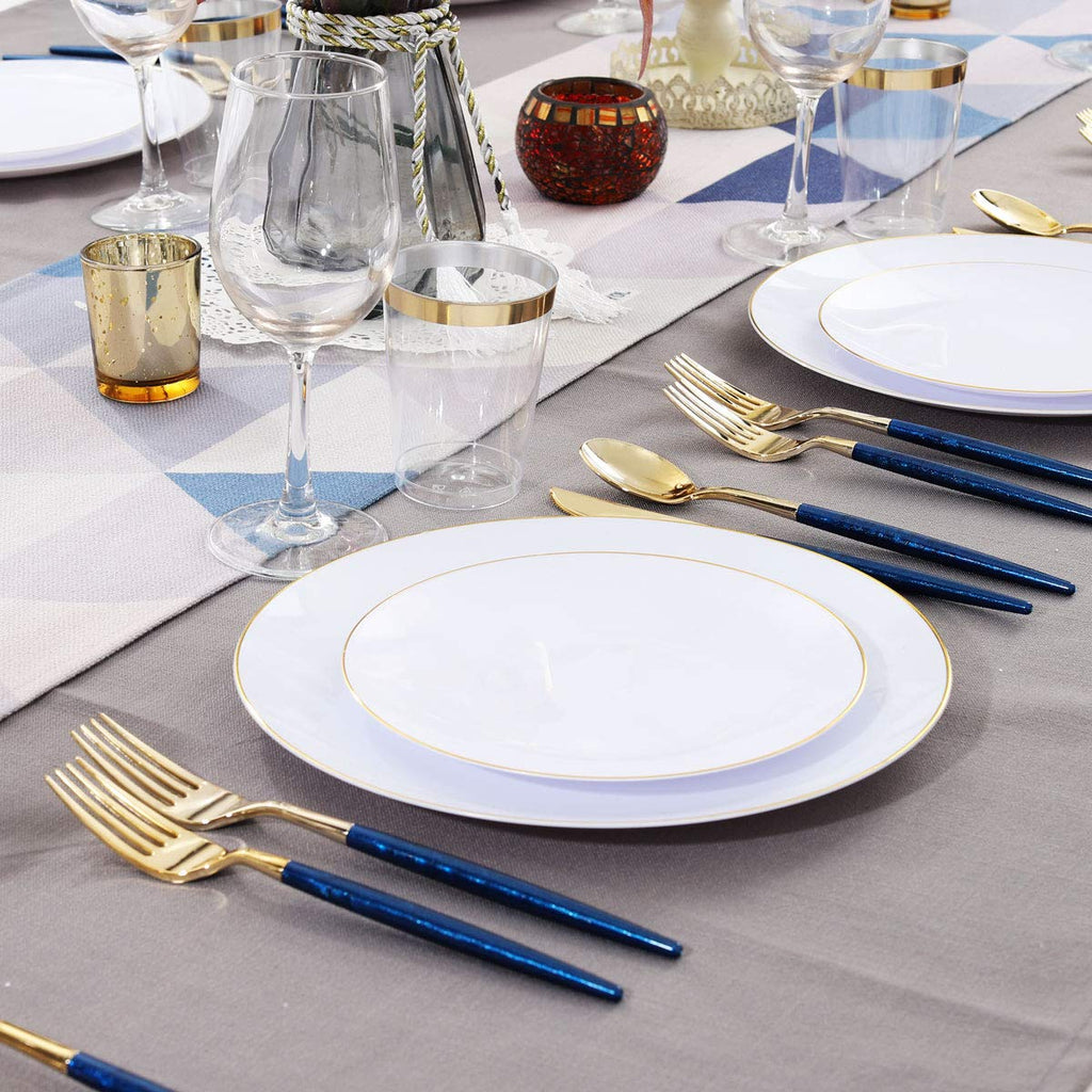 Supernal 102 Pcs Black and Gold Plastic Silverware Set,Heavy Duty Gold Disposable Cutlery for 34 Guests (34 Forks,34 Spoons,34 Knives),Elegant Plastic Flatware for Weddings,Parties & Upscale Events