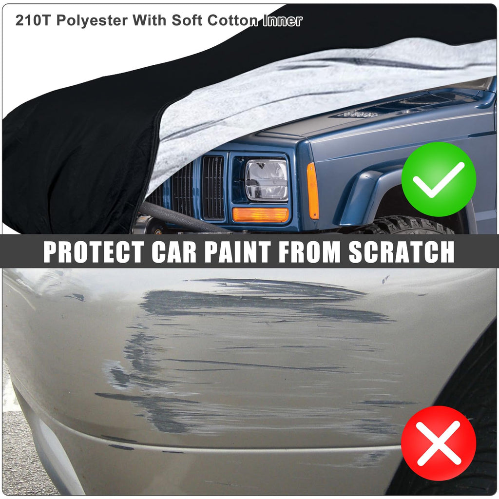 Waterproof Car Cover Replace for 1993-2010 Jeep Grand Cherokee, 6 Layers All Weather Car Cover with Zipper Door & Windproof Bands for Snow Rain Dust Protection