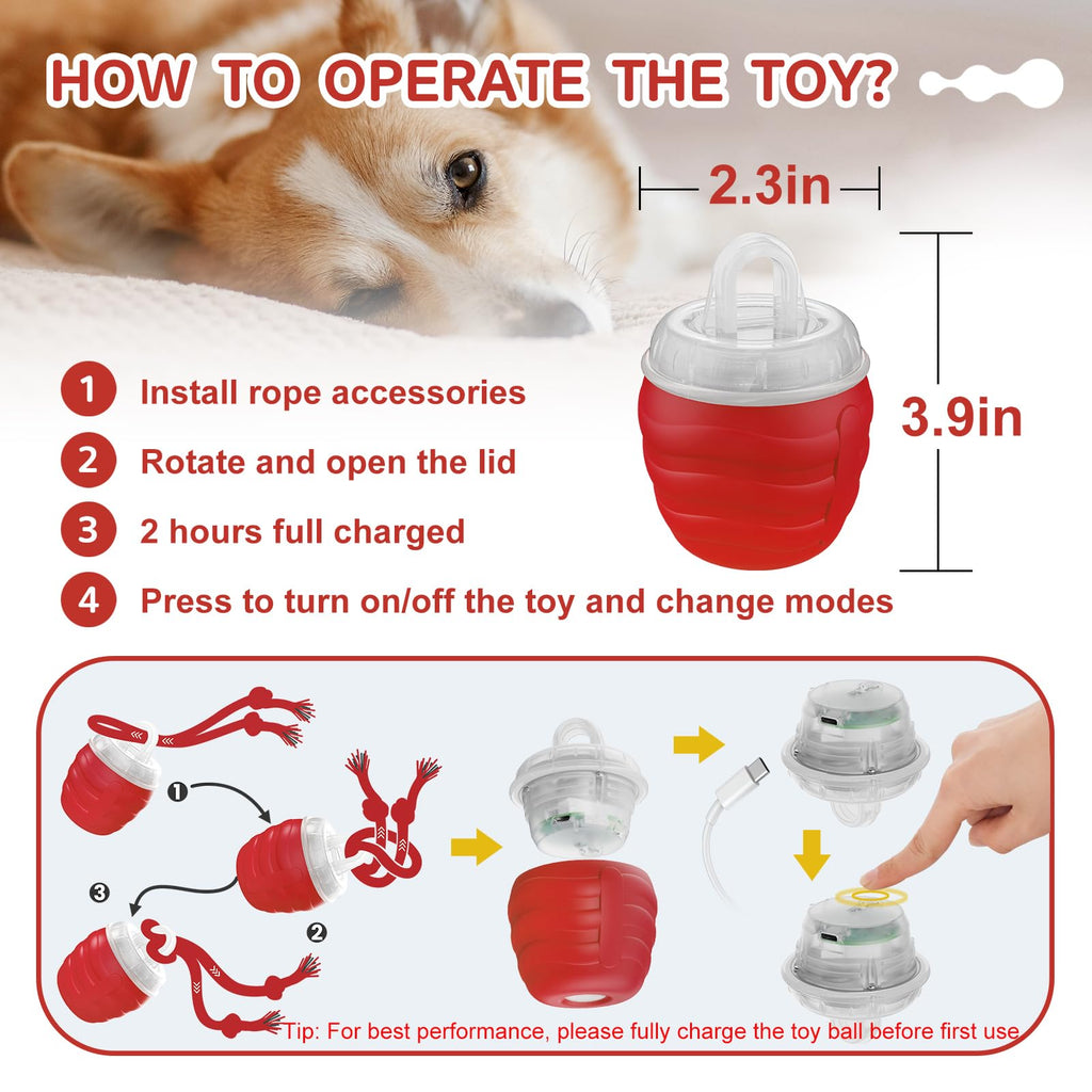 Interactive Dog Toy, [Newly Upgraded] Motion Activated Rolling Squeaky Ball for Medium/Large Dogs, Automatic Moving Dogs Ball for Boredom, USB Rechargeable(Cyan)