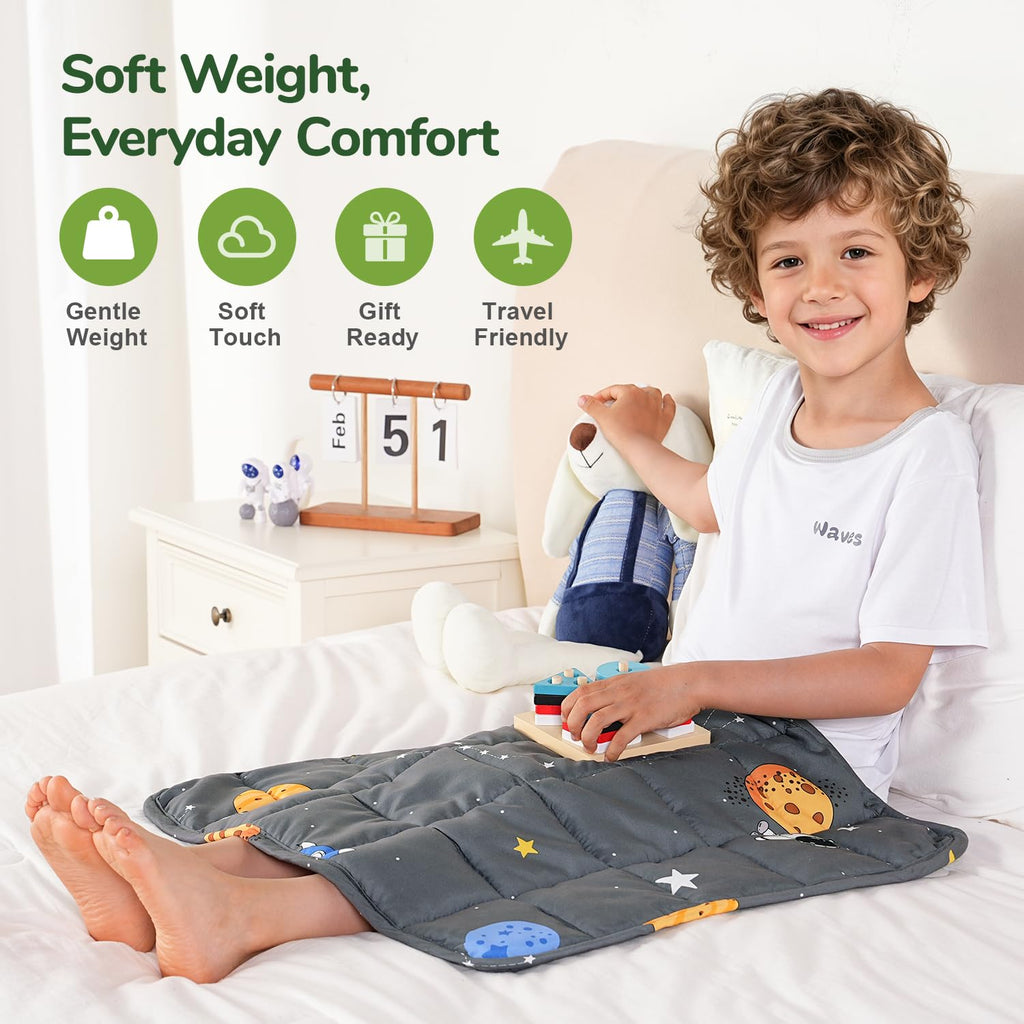 Mr. Sandman Weighted Blanket 3 Pounds Washable, Best for 20-40lb Breathable Cotton Heavy Blanket with Nontoxic Glass Beads - 36" x 48" Cute Cat