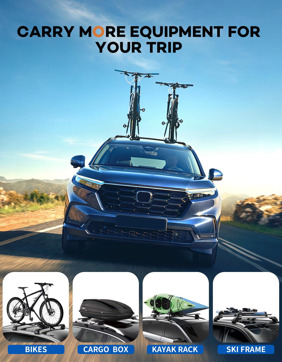 Wonderdriver Roof Rack Cross Bars 300lbs Compatible with Cadillac XT4 2019-2025,Heavy Duty All-Metal Aluminum Roof Rails Crossbars Cargo Canoe Black Rooftop Cargo Carrier Luggage.