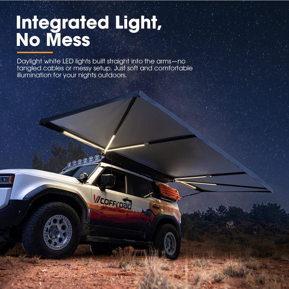 SanHima Vehicle Awning 4.6ft x 6.6ft - Roof Rack Pull Out Side Awning 30ft² Sun Shade UPF50+ Weatherproof for Camping Car SUV Truck Van