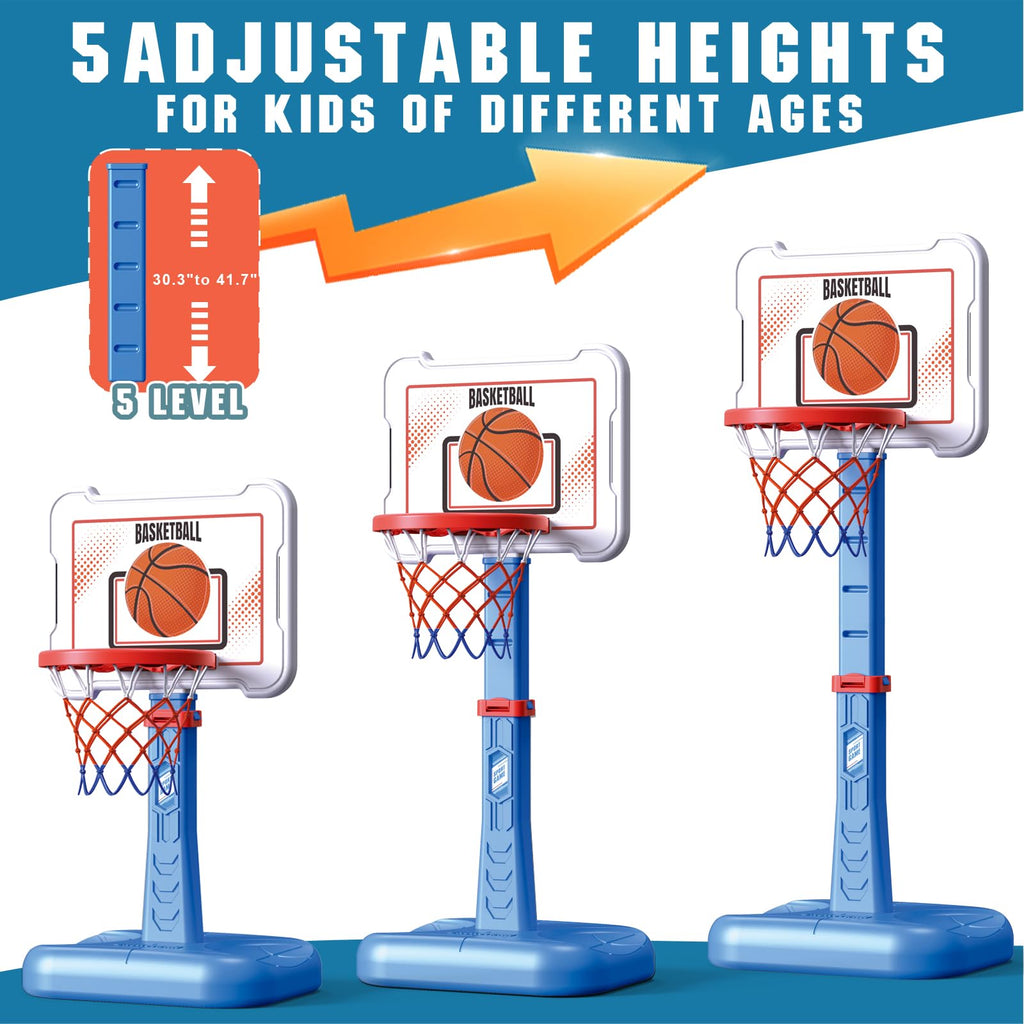 Toddler Basketball Hoop Indoor for Age 1-3, Height Adjustable Poolside Basketball Hoop with 3 Balls for Outdoor Game, Basketball Goal Sport Toys Birthday for Boys Girls 1 2 3 Year