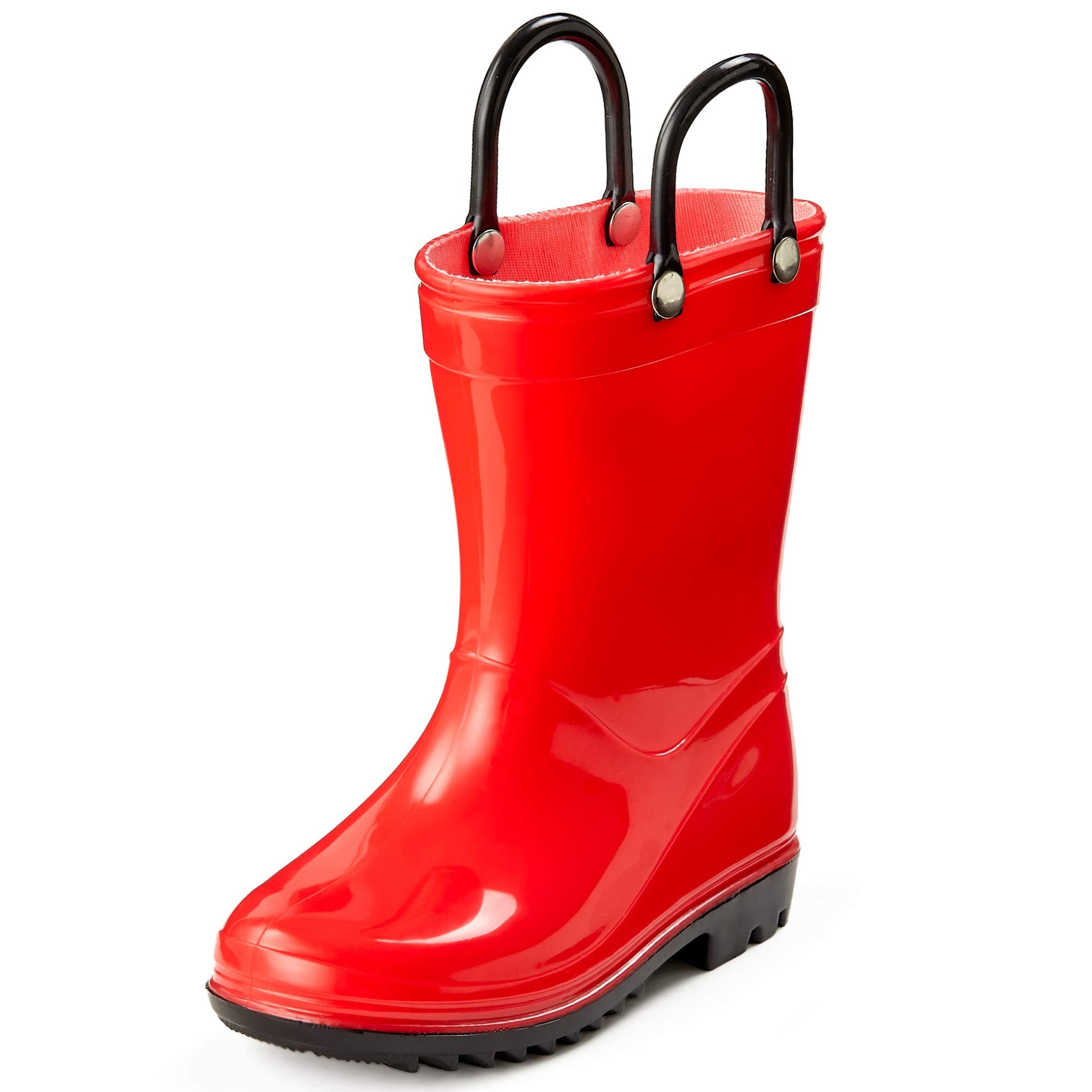 Puddle Play Toddler and Kids Waterproof PVC Rain Boots with Easy-On Handles – Lightweight Slip-Resistant Outdoor Boots for Boys and Girls
