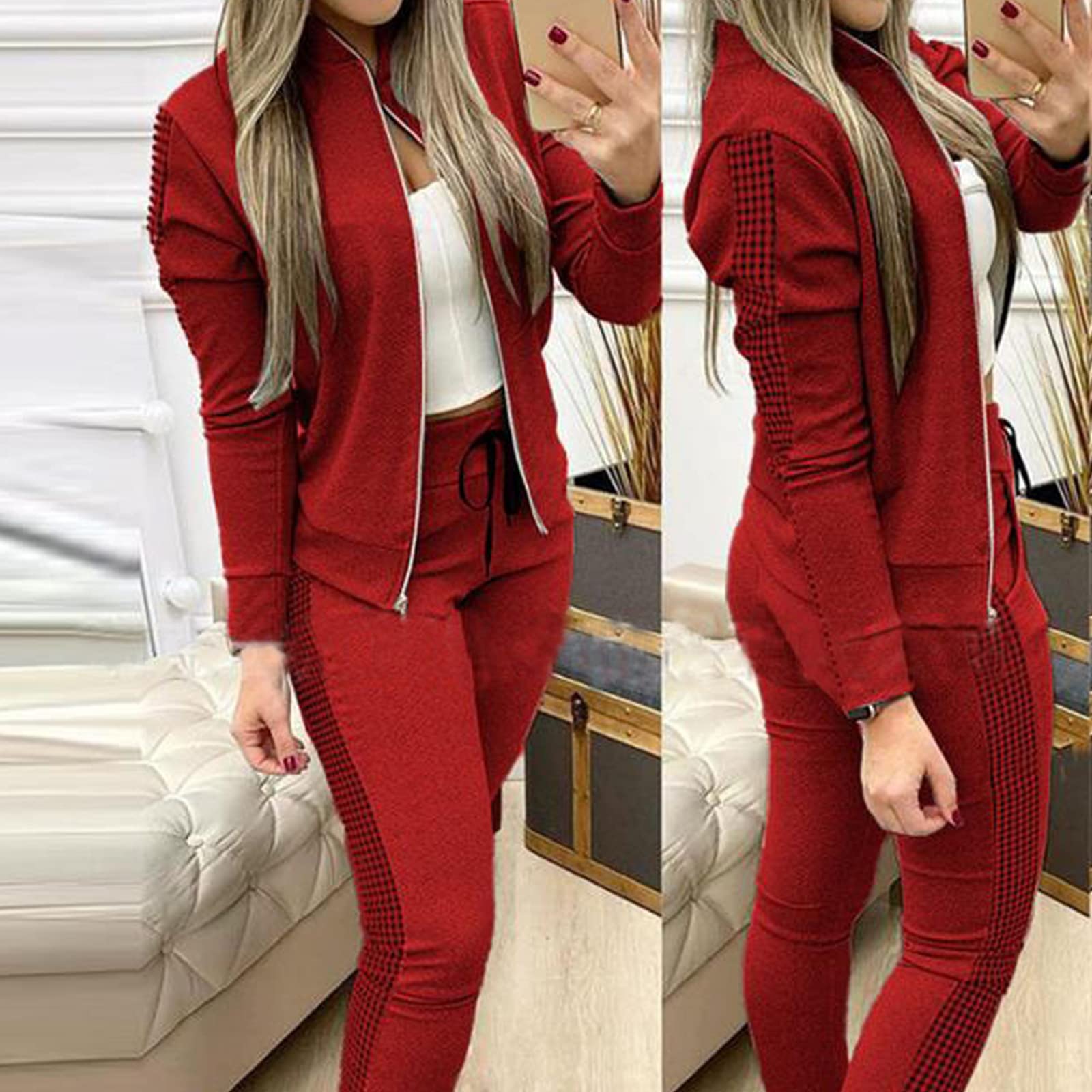 amropi Women's 2 Piece Tracksuit Sweatsuits Sets Hoodie Sweatshirt and Jogging Sweatpants Suit