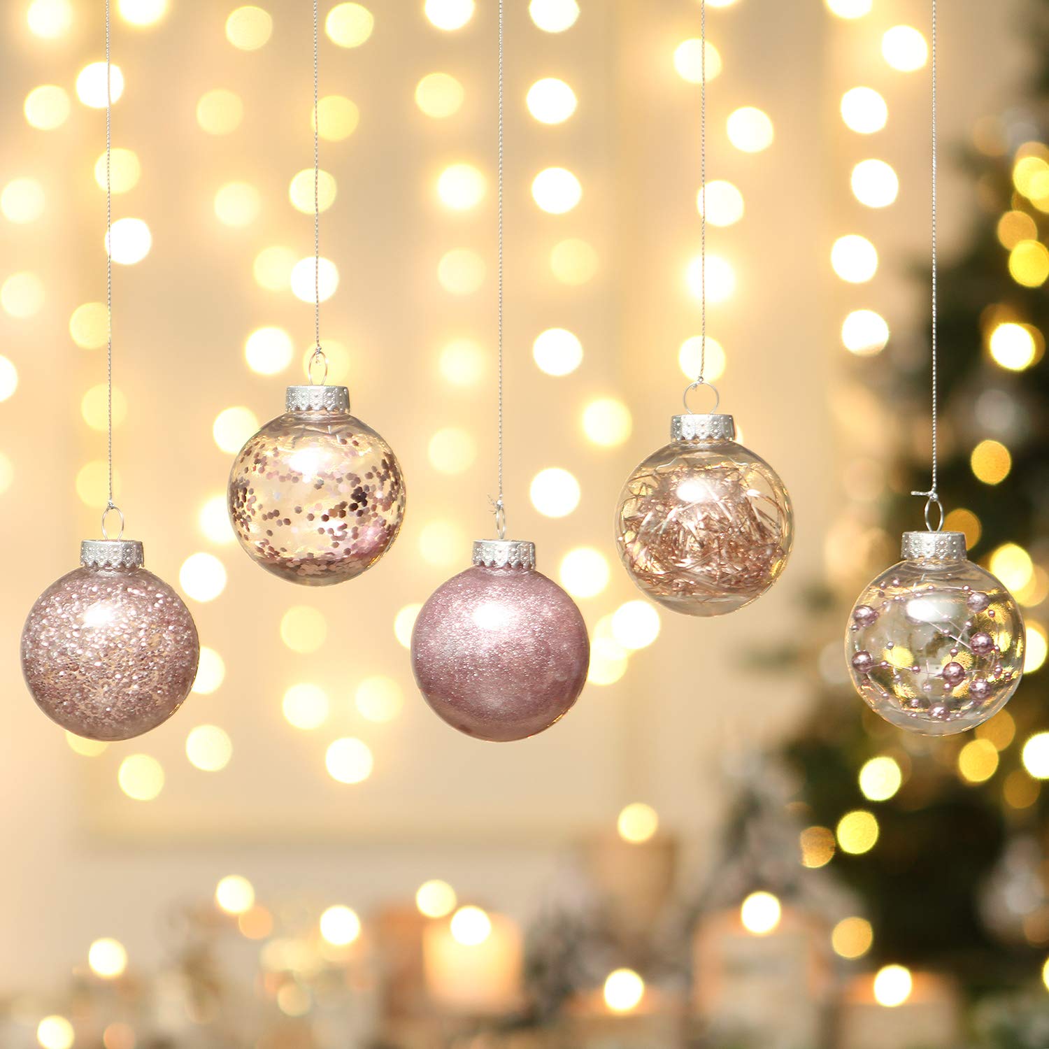 Sea Team Shatterproof Clear Plastic Christmas Ball Ornaments Decorative Xmas Balls Baubles Set with Stuffed Delicate Decorations (80mm/3.15 inch 20-Pack, Babyblue)