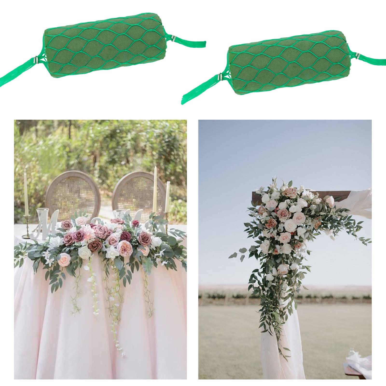 Prashent 9.2FT 14 Piece Floral Wet Foam Garland for Fresh Flowers, Floral Craft Wet Foam for Home Garden Wedding Decoration, Arch Door Tabletop Flower Arrangement DIY Material