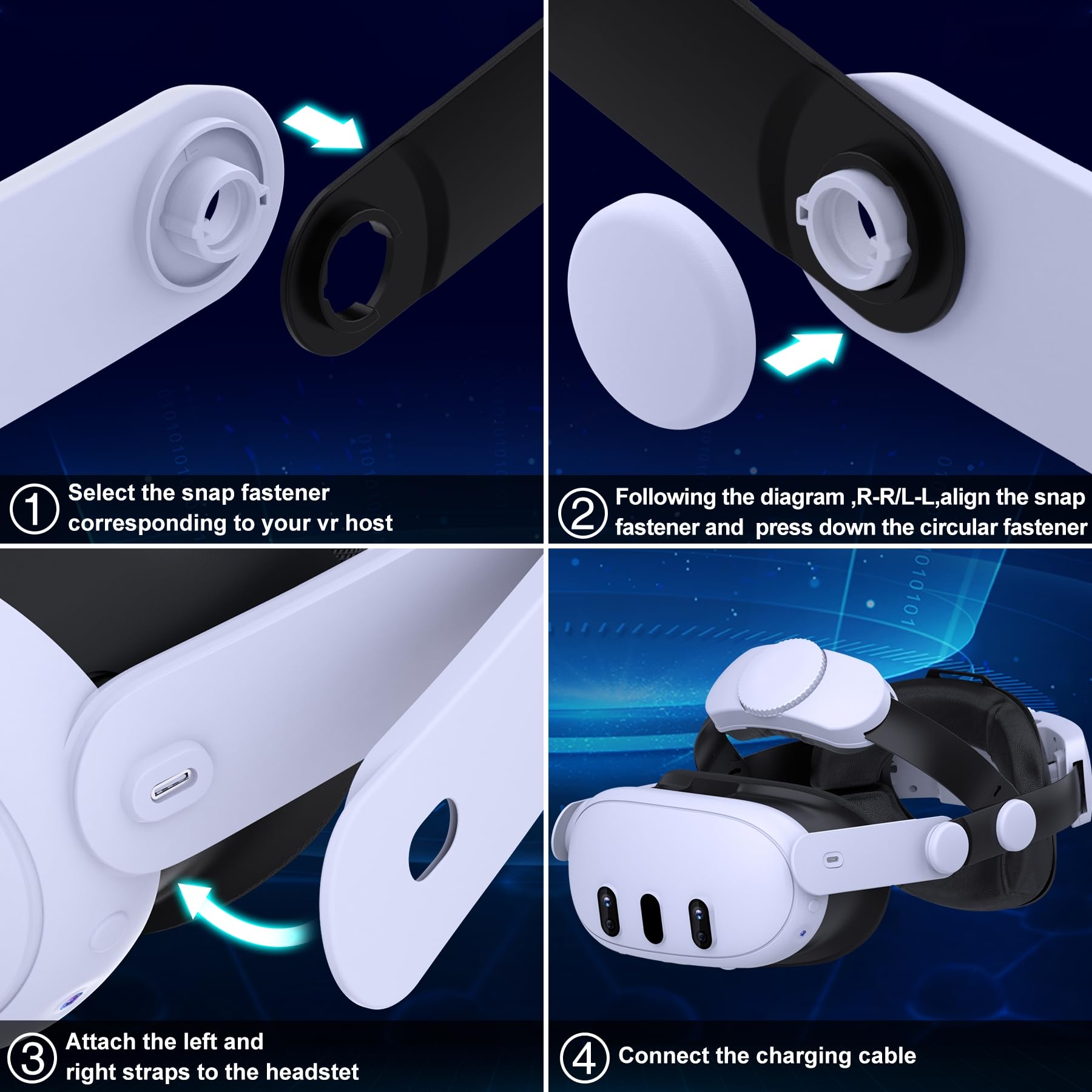 Hot-Swappable Battery Head Strap for Quest 2/Quest 3/3S, 15000mAH Detachable Battery, Extra 6-8 Hours Playtime, Double Knobs, Soft Cushion, Reduces Head Pressure, with One Charging Dock